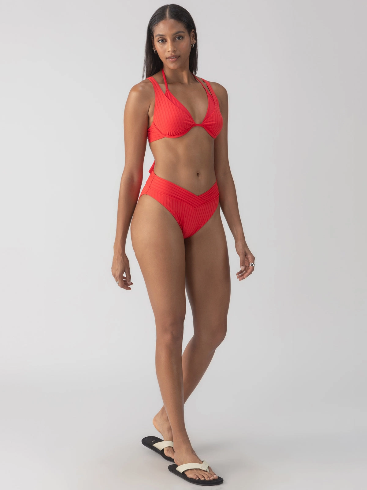 TexturedSurface Refresh Rib Double Layer Underwire Bikini Top Mars Red