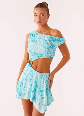 Elegant Fabric Texture Soft Aletta Sequin Mini Dress - Blue