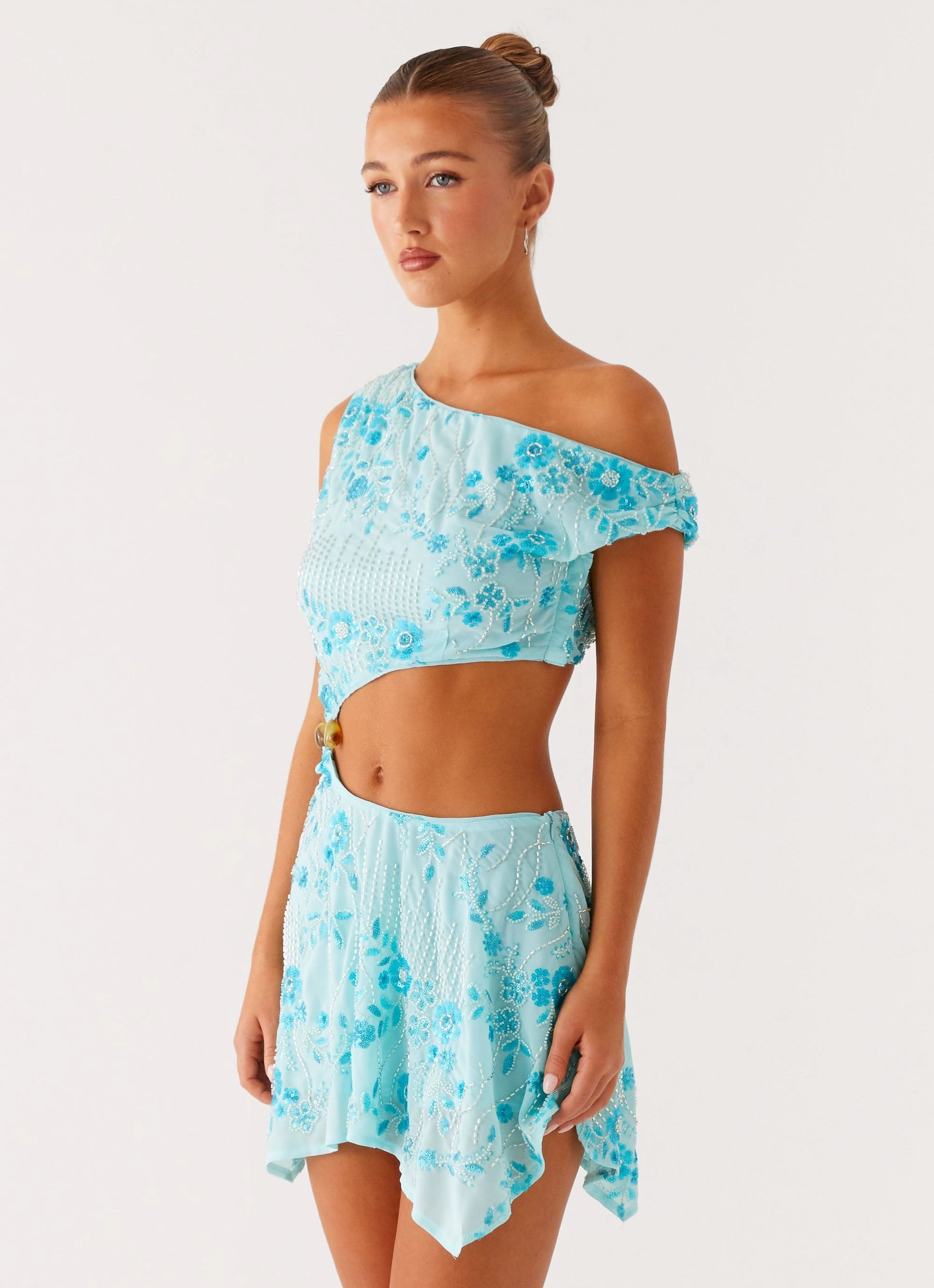 Collar Accent Standout Feature Aletta Sequin Mini Dress - Blue