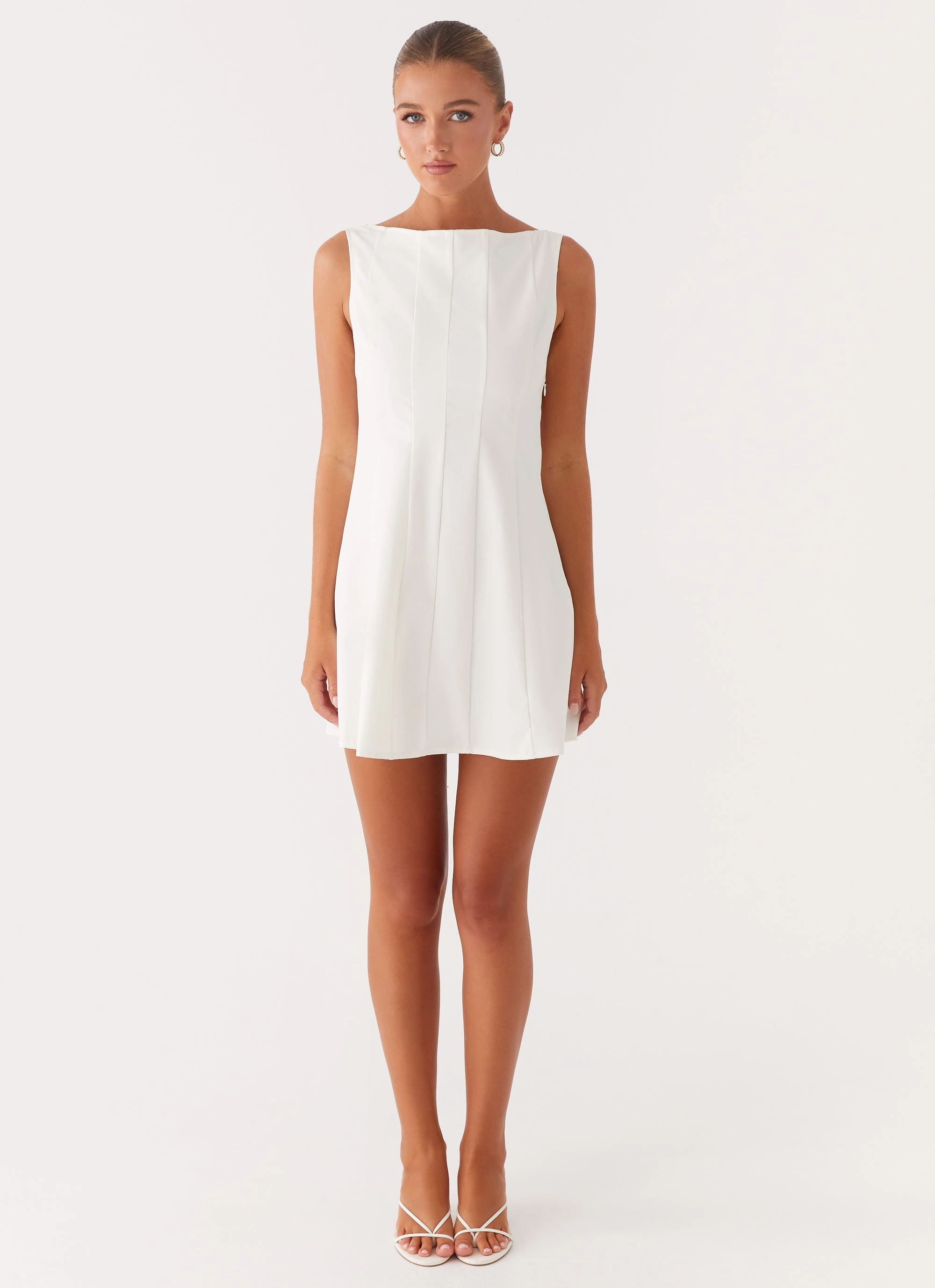 Polished Style raw hem Emelie Mini Dress - White