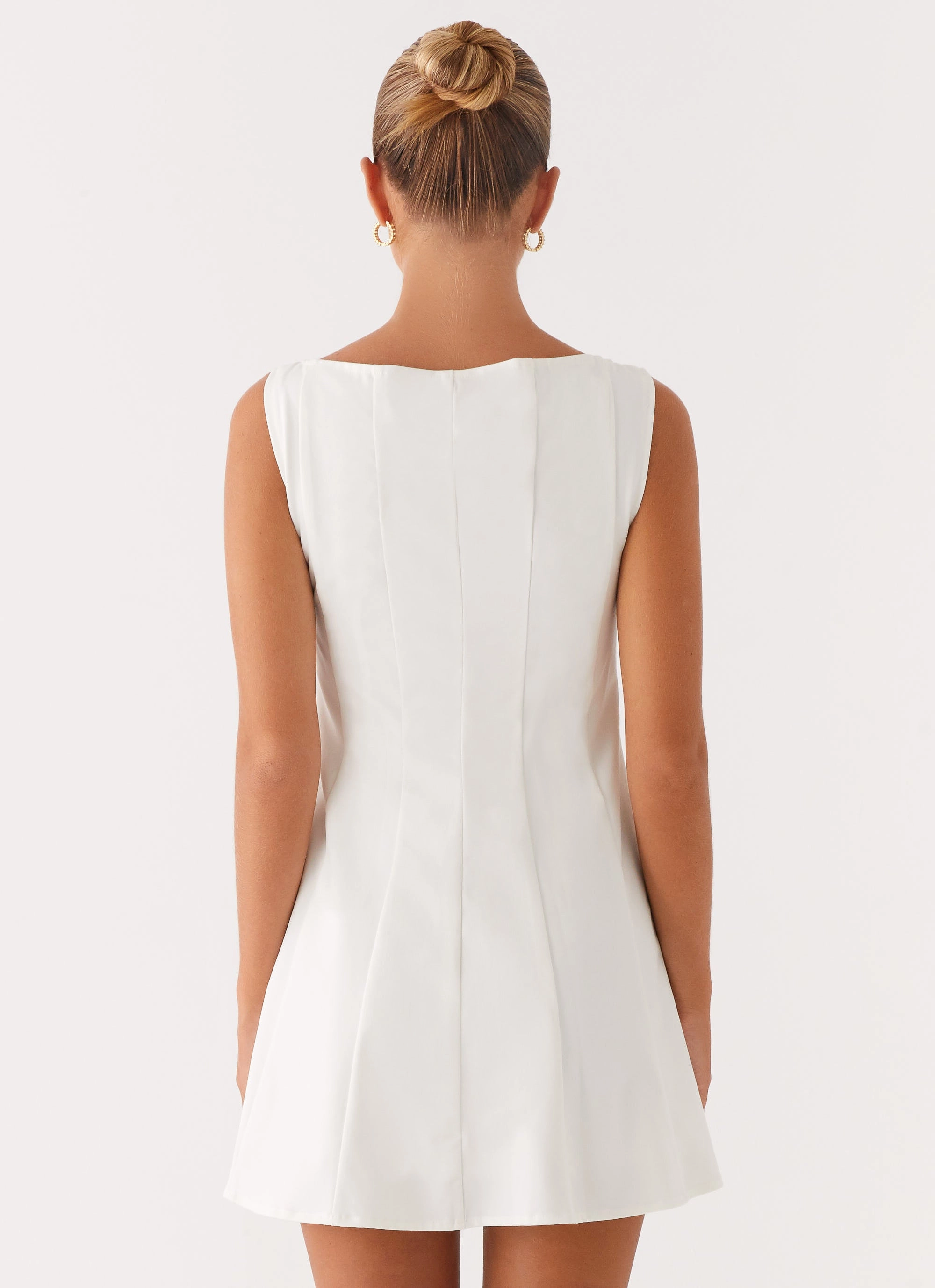 Fold-Over-Detail Versatile Comfort Emelie Mini Dress - White