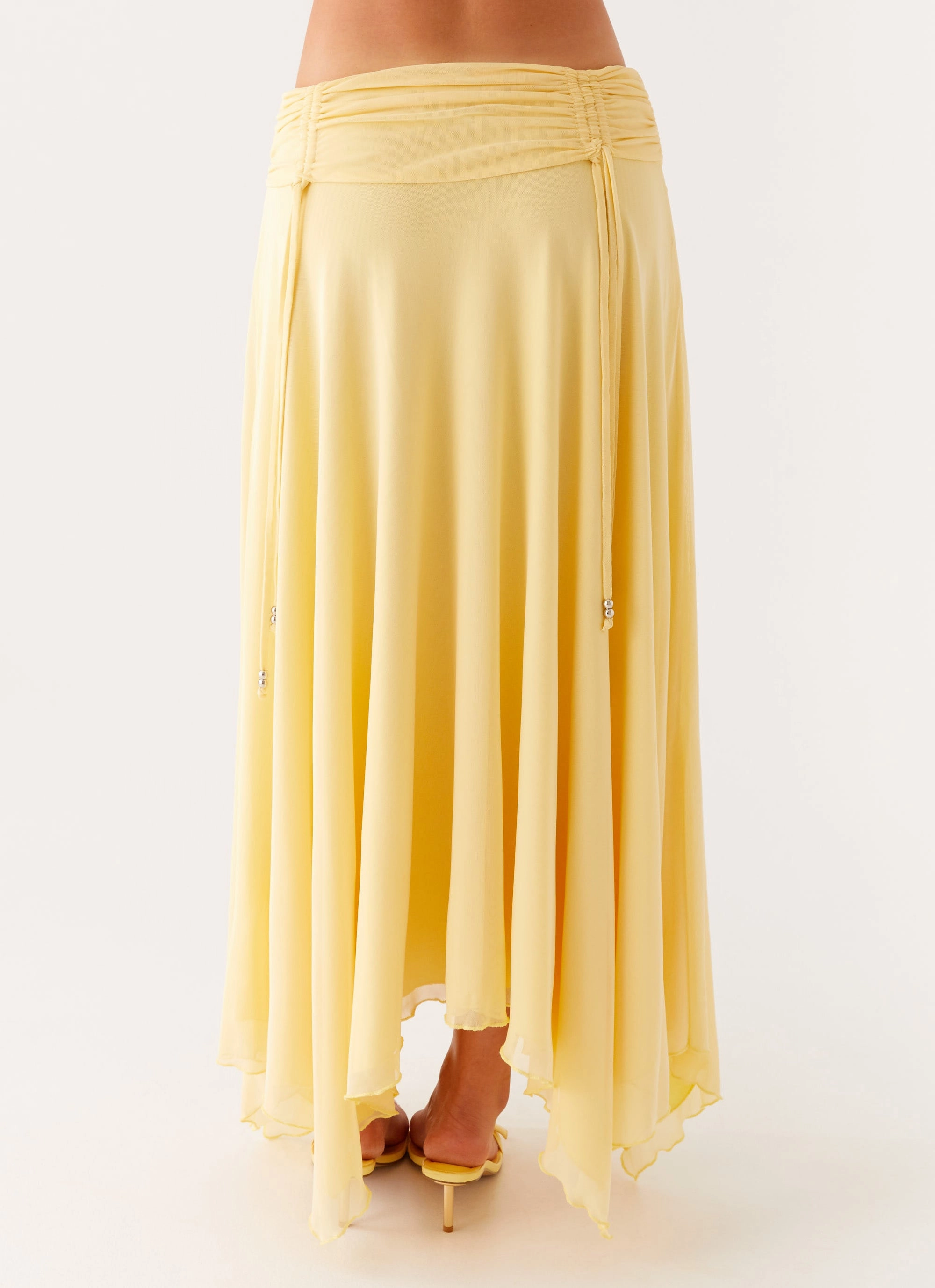 Scalloped Edge Kirrabilli Midi Skirt - Yellow