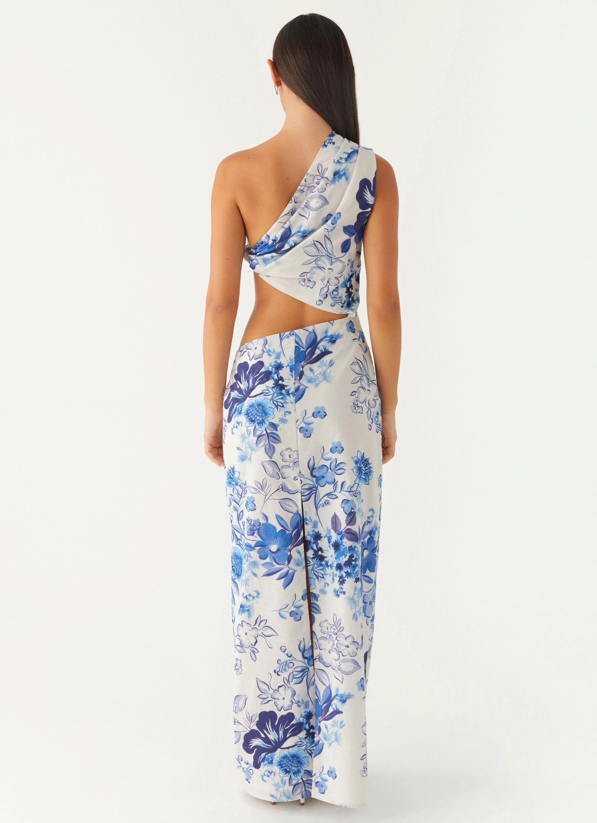 All Summer Long Maxi Dress - Serene Sky Floral Drawstring-Closure All Daywear
