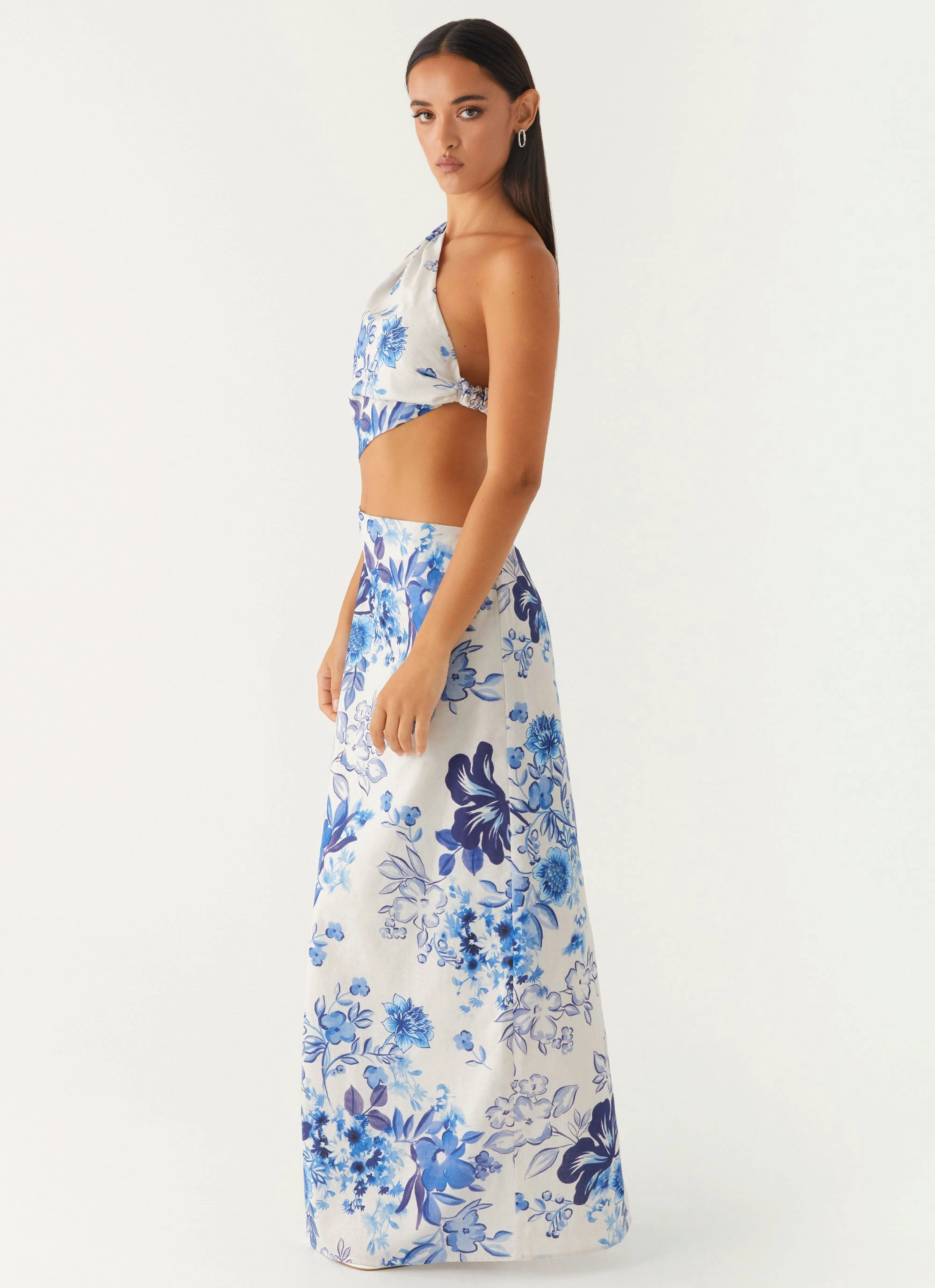 Neutral Finish All Summer Long Maxi Dress - Serene Sky Floral