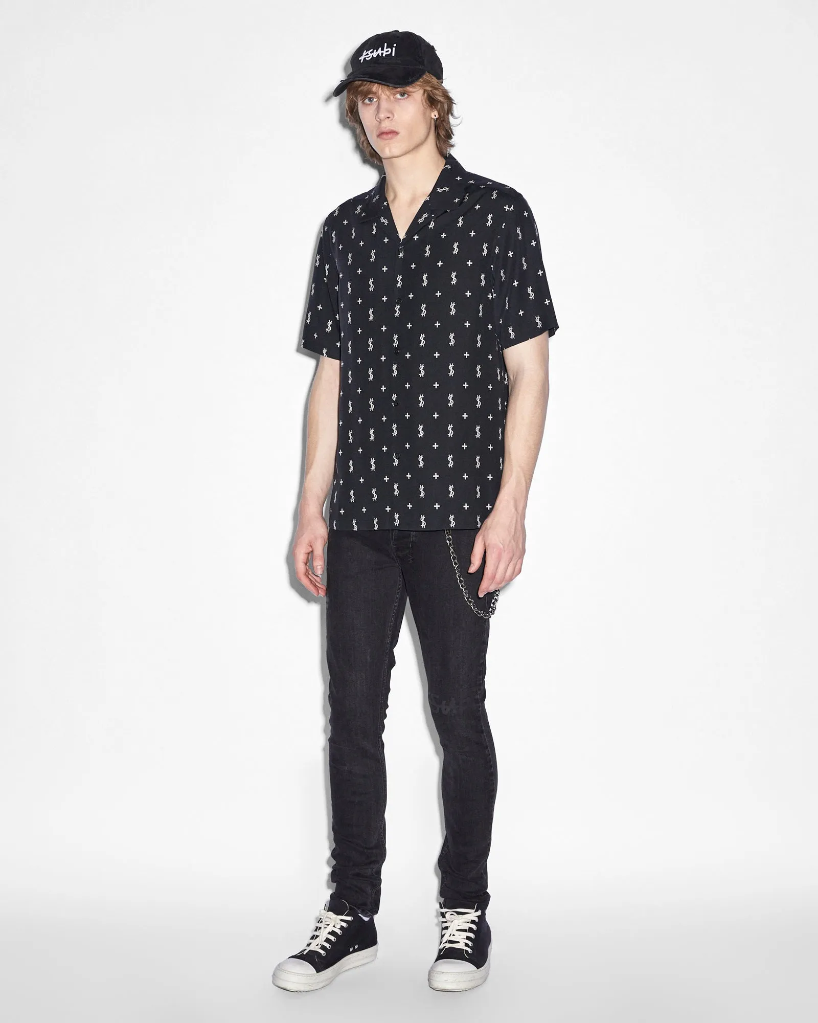 Moisture Control Technology ALLSTAR RESORT SS SHIRT BLACK Elasticized Hem Adjustment