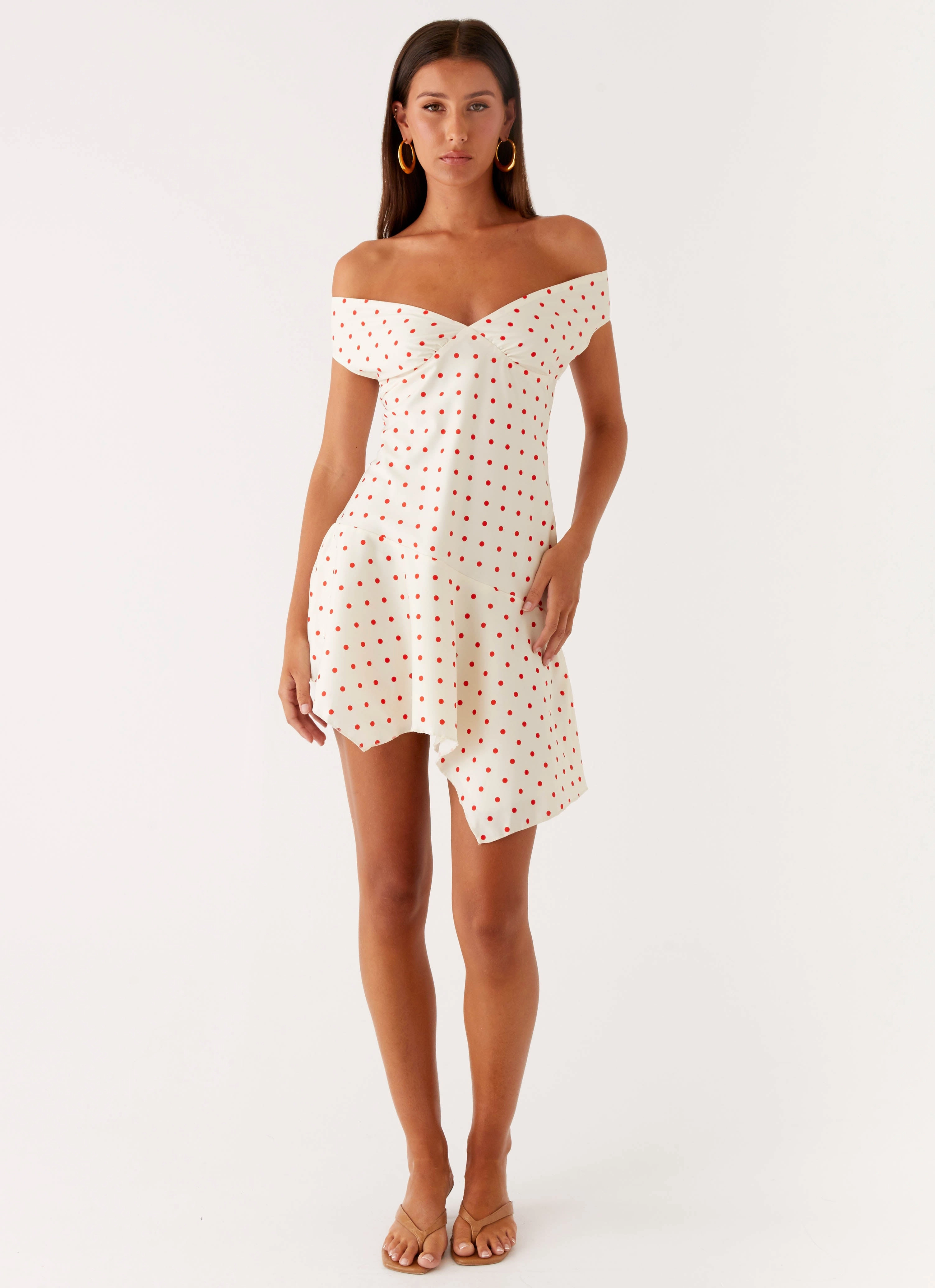 Alma Mini Dress - White Red Polka Dot Easy Wrap Body Positive
