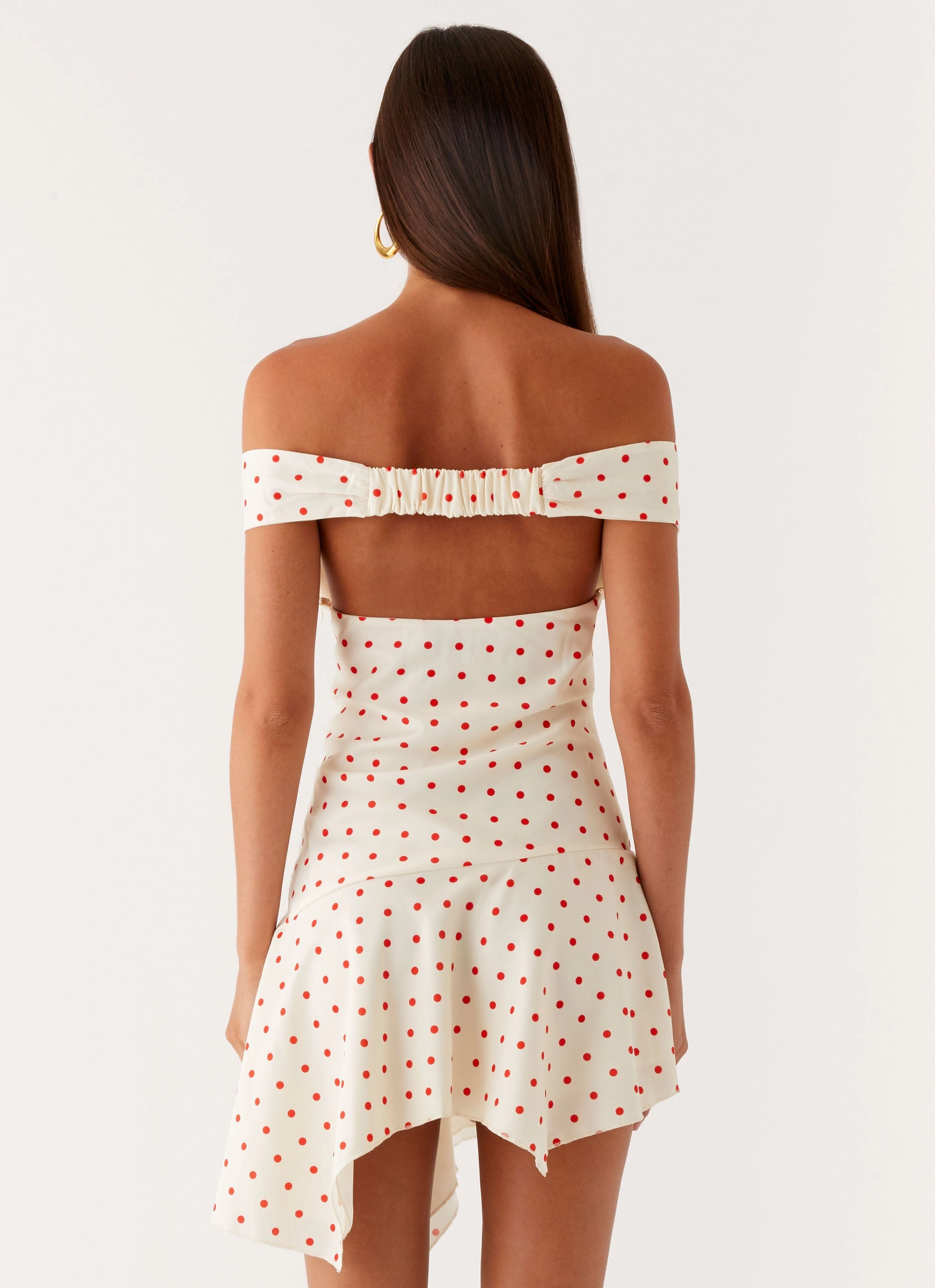 Pastel Colors Alma Mini Dress - White Red Polka Dot