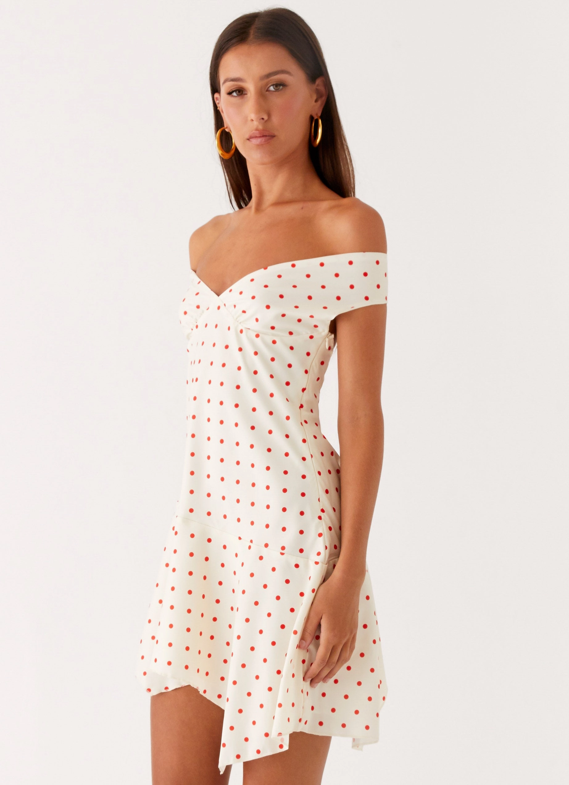 Confident Touch Alma Mini Dress - White Red Polka Dot