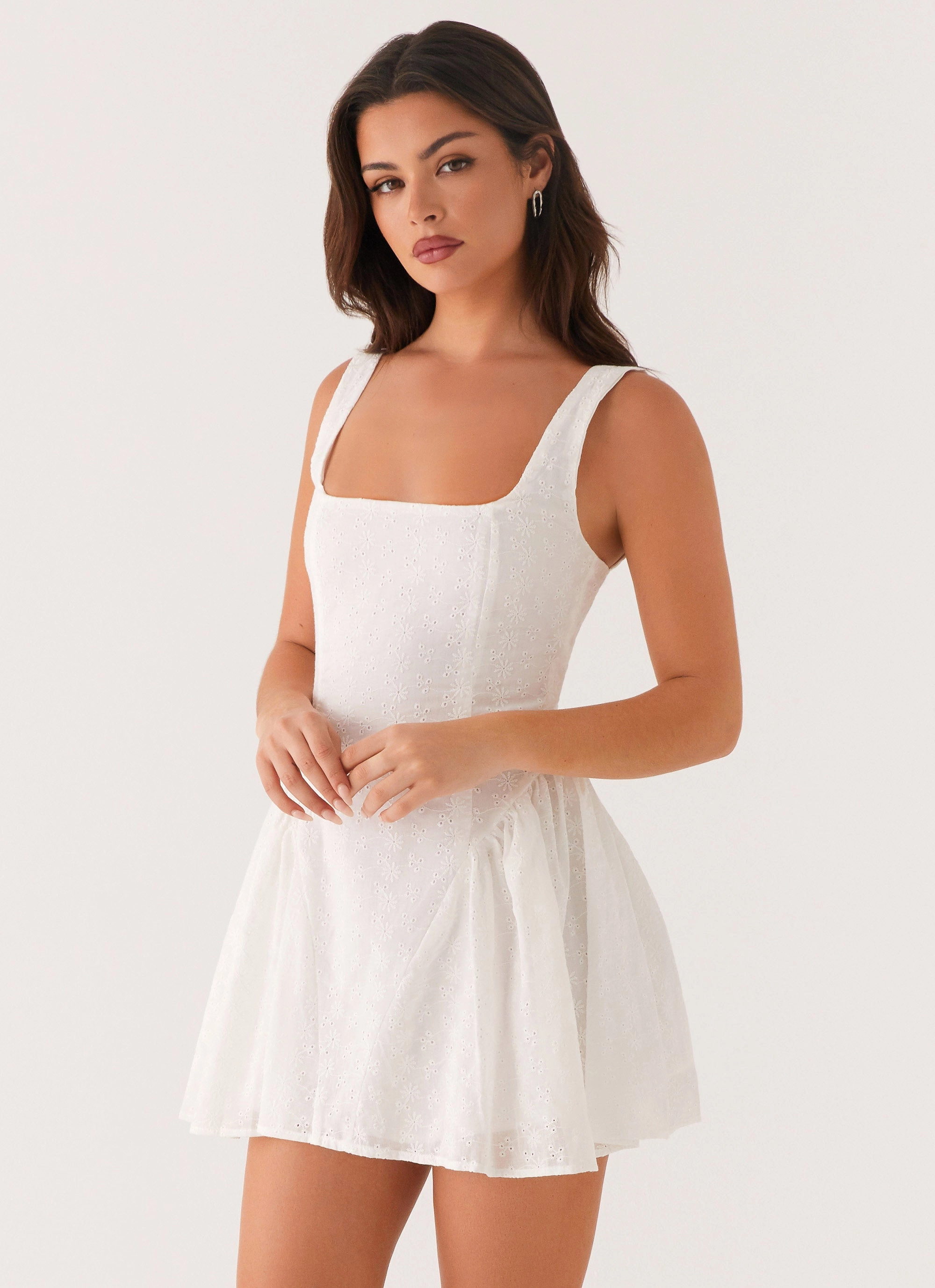 Breezy Mood Tonal Layering Alyssa Mini Dress - White