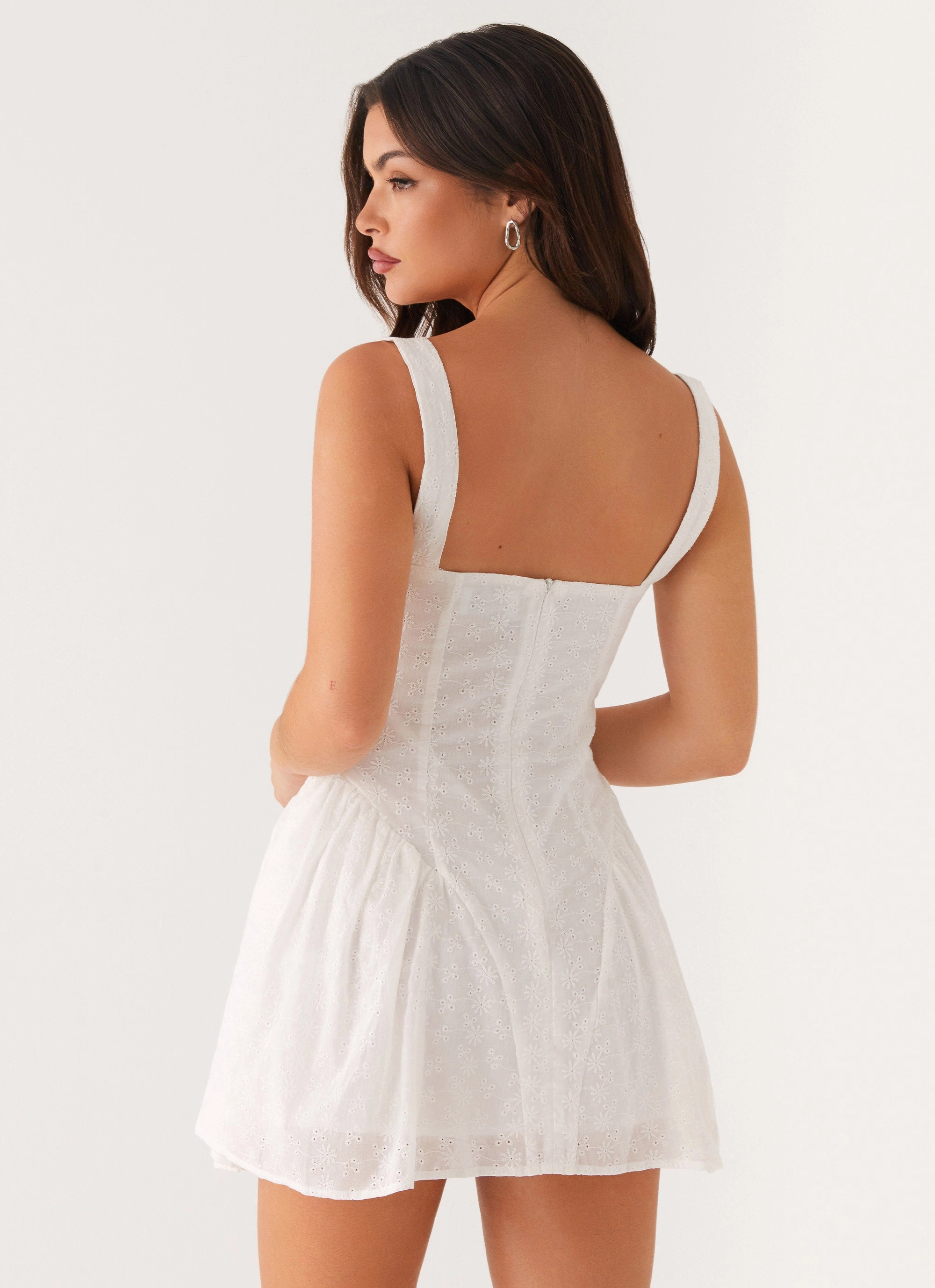 Alyssa Mini Dress - White Texture Focus Soft Layers