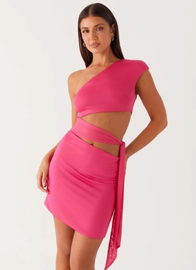 Tie-Detail Amara Mini Dress - Hot Pink