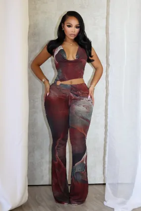 Amarie Mesh Print Cutout Halter Jumpsuit TemperatureRegulation NoBuckleDesign