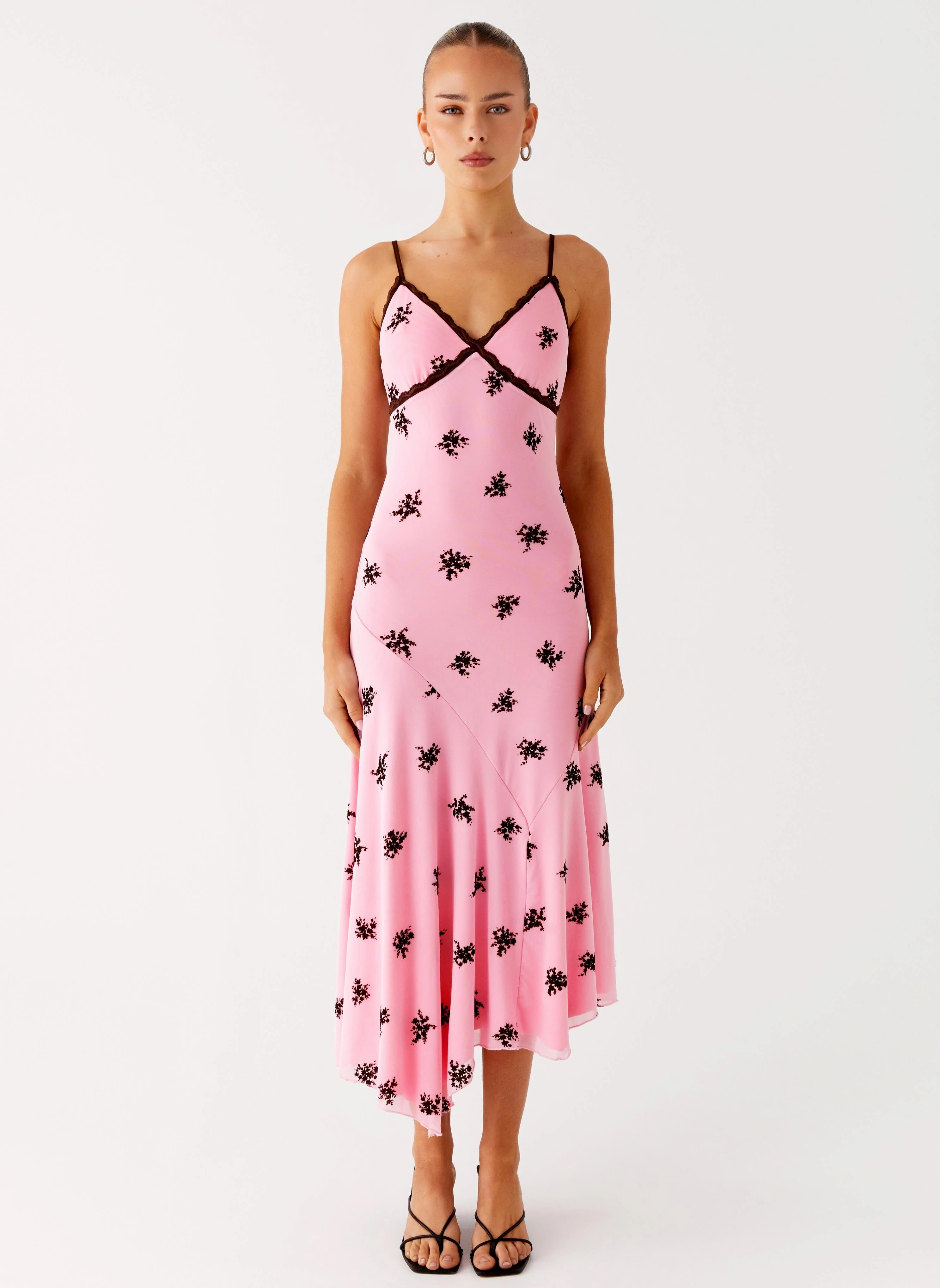 Amelia Midi Dress - Pink Classic Form Draped-Style