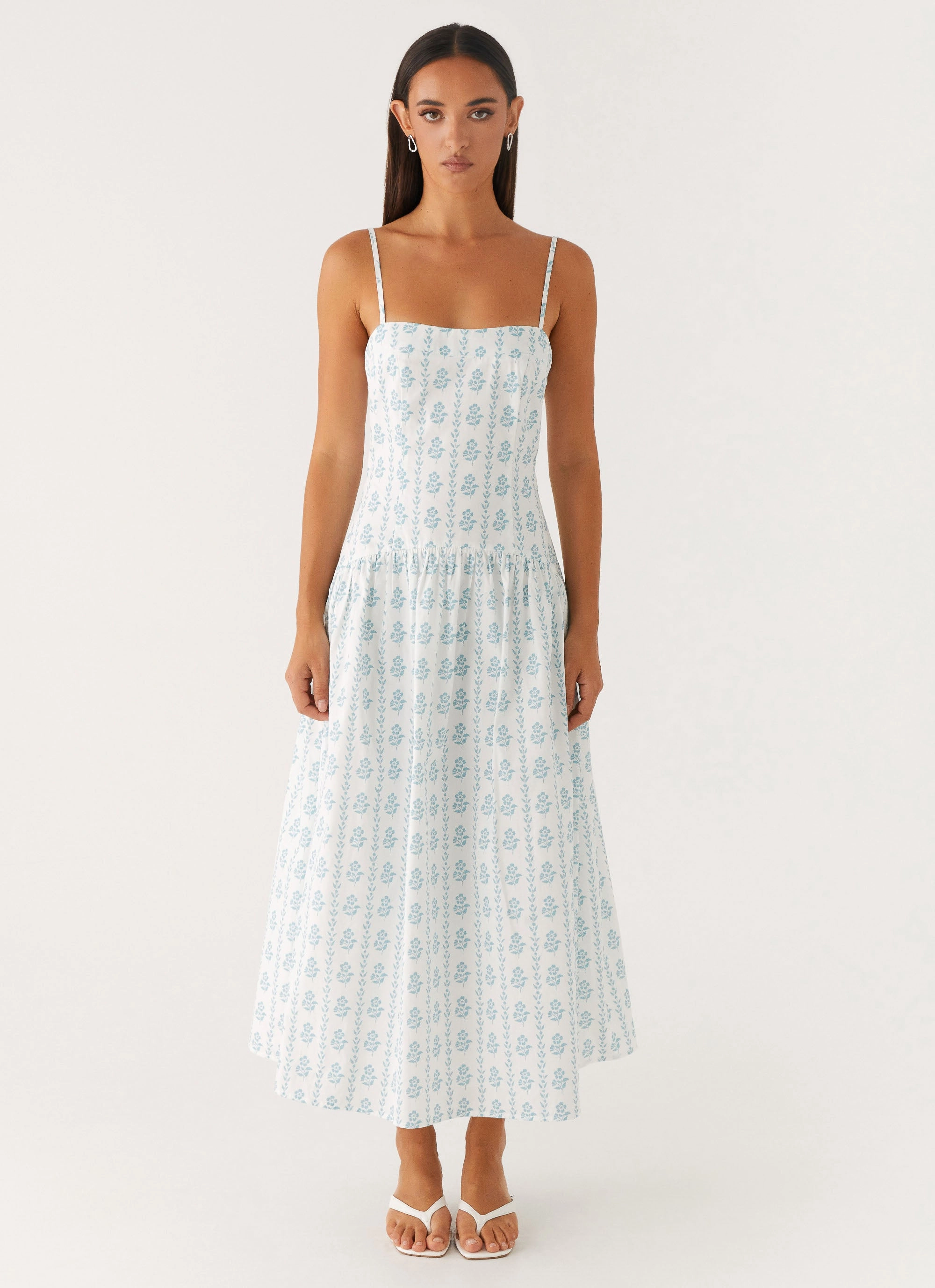 Stylish and Simple Calm Fit Amelie Midi Dress - Sweet Daydream Print