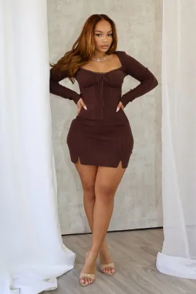 Tulle Air Belt Waist Analia Scoop Lace Sweater Mini Dress