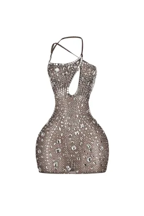 Timeless Wear Chilly Weather Layer Anastasia Rhinestone Mesh Snake Dress