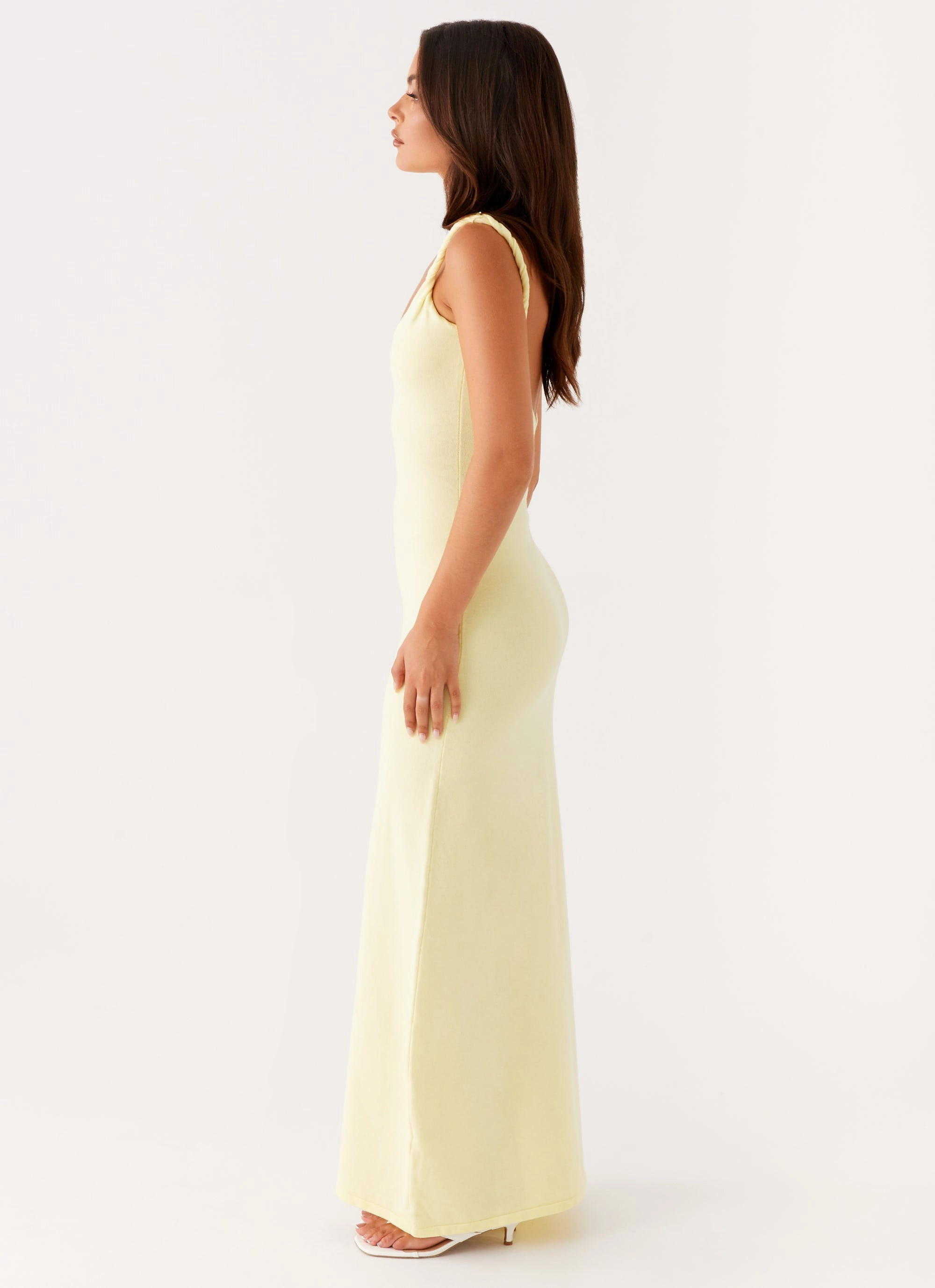 Anastasia Maxi Dress - Yellow Fall Ready Front-Zip