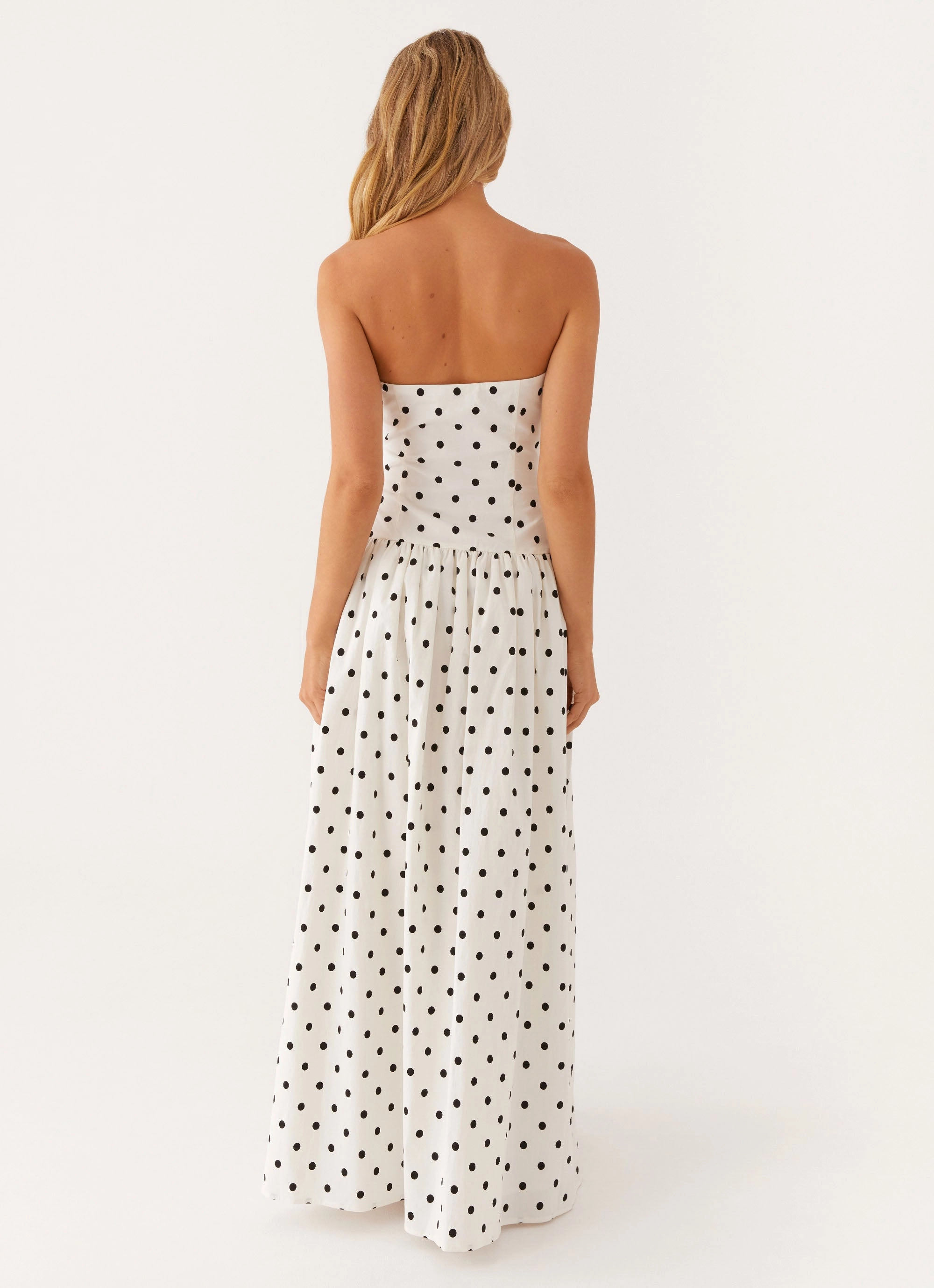 Andorra Maxi Dress - White Polkadot Balanced feel