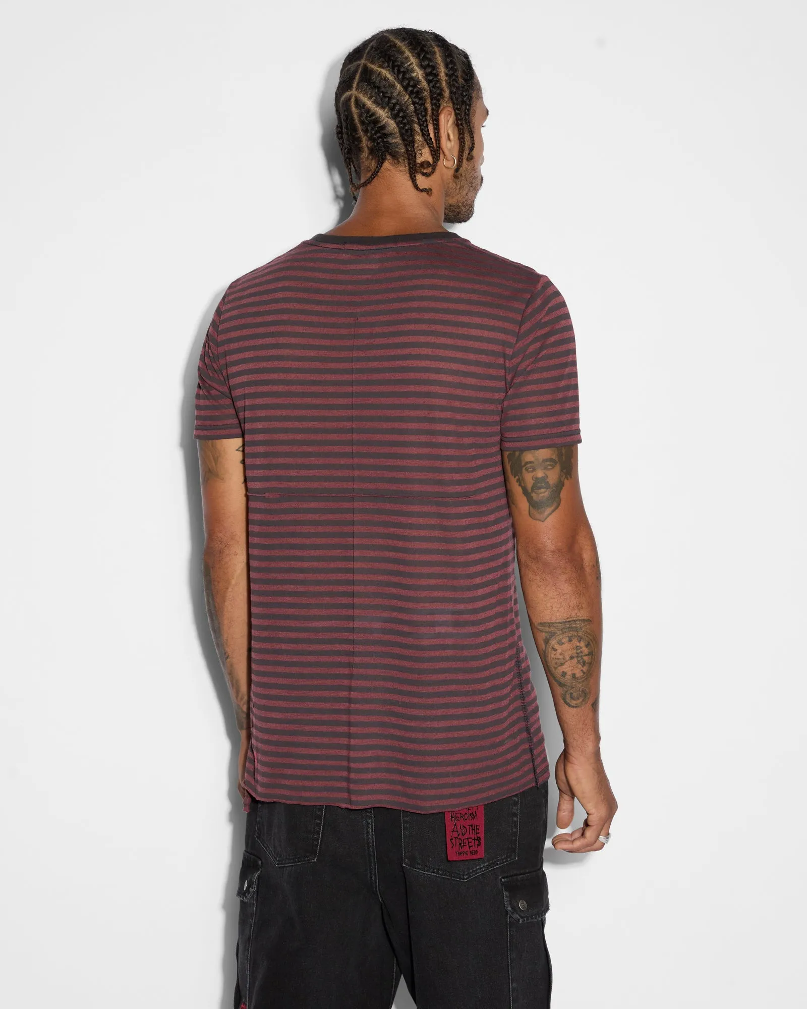 Quick Dry Blend ANGEL SIOUX SS TEE RED STRIPE Mesh Lined Interior