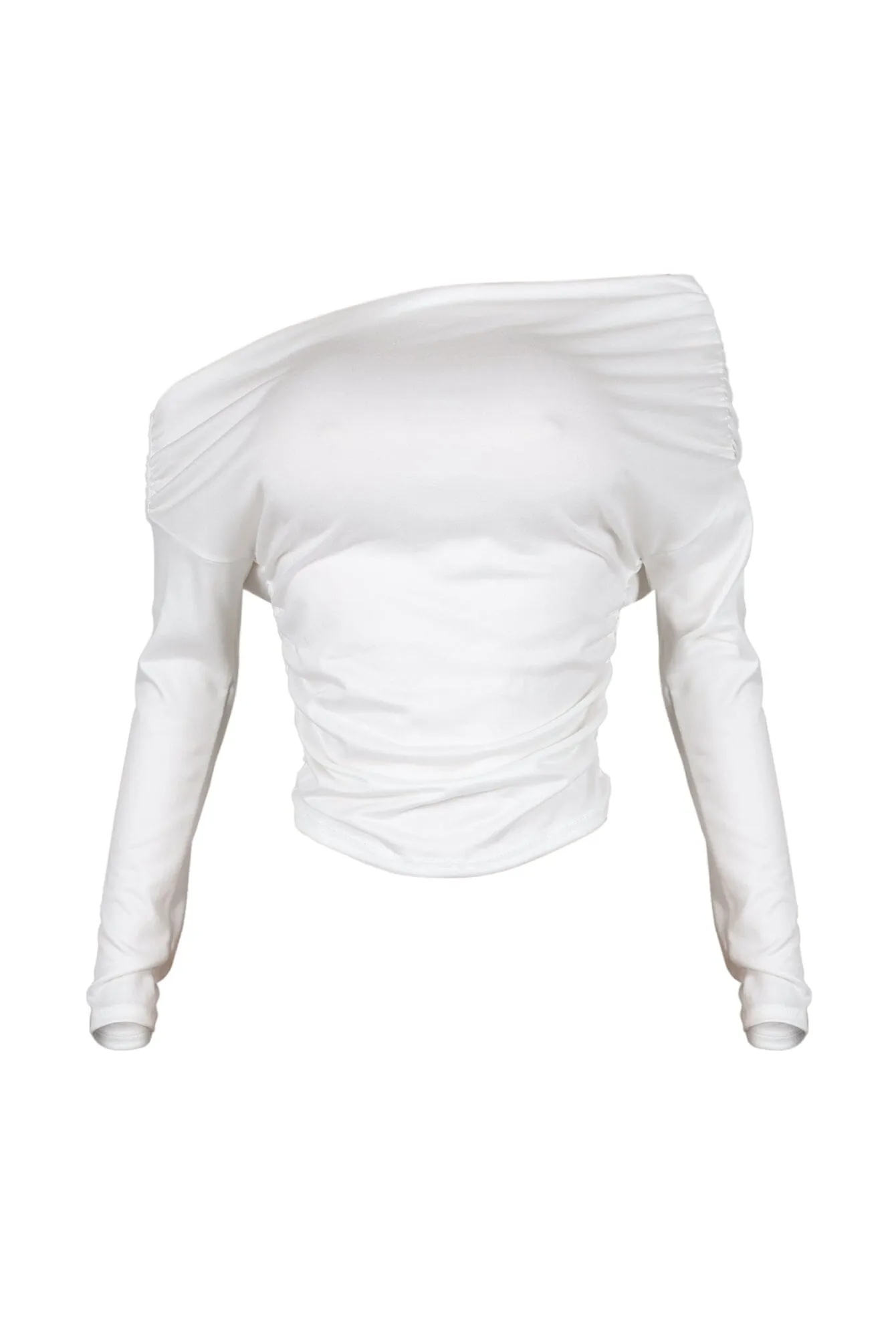 Moisture Wicking Material Angelina Off Shoulder Ruched Top