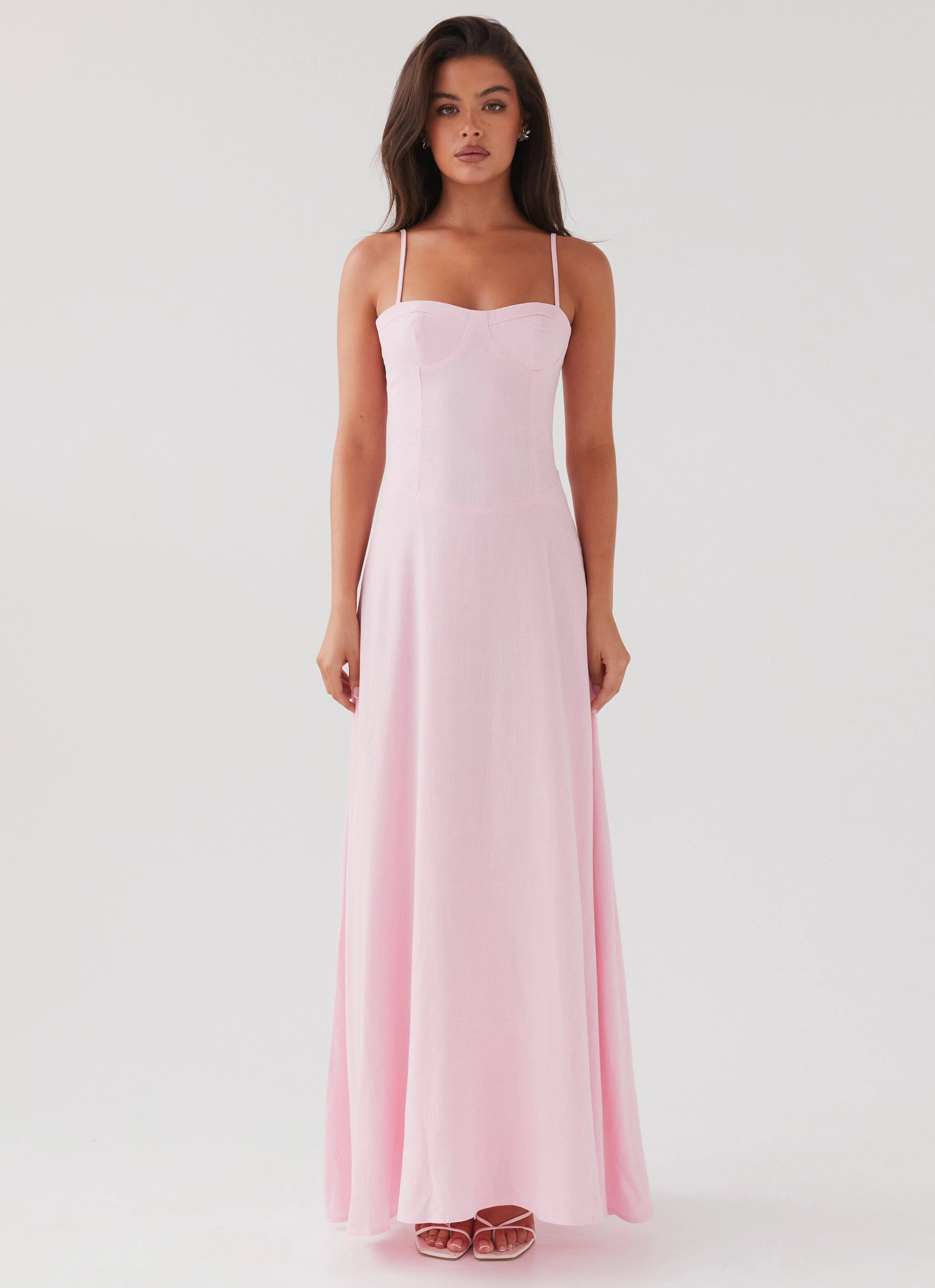 Angelina Linen Maxi Dress - Pink Petal City Rhythm