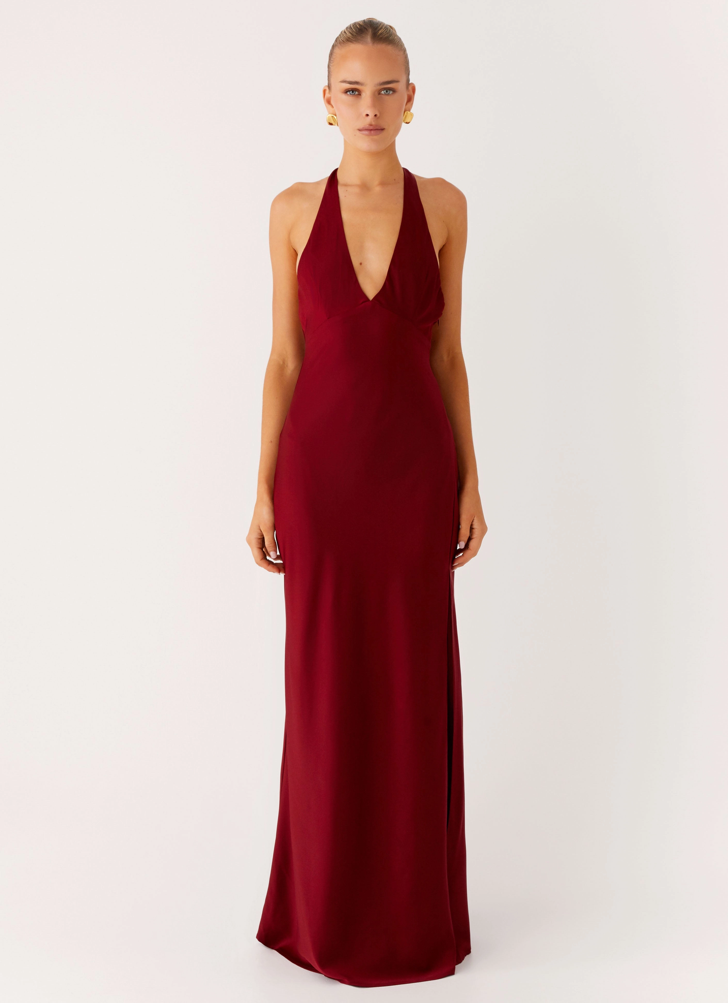 Angie Maxi Dress - Burgundy Classic wrap dress Neutral Form