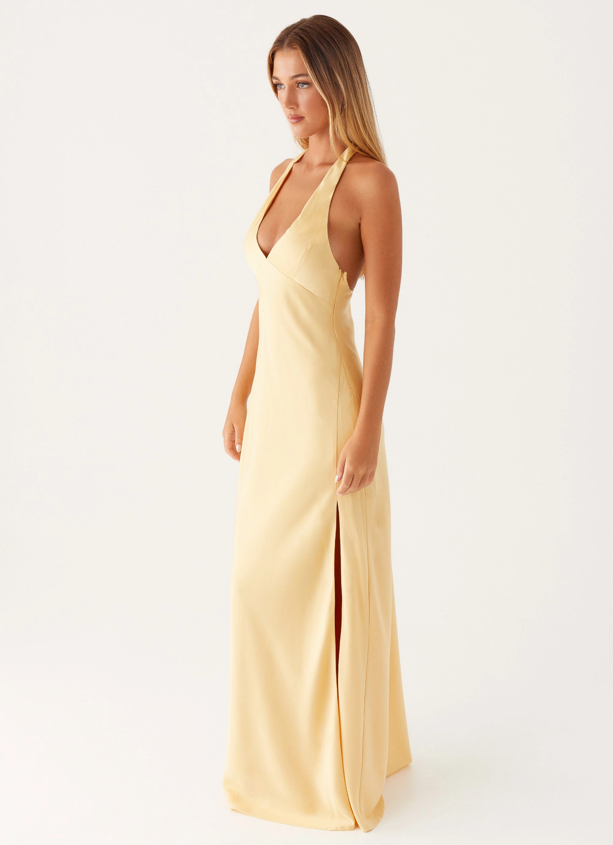 Angie Maxi Dress - Yellow Gloss Accent Floral Swing