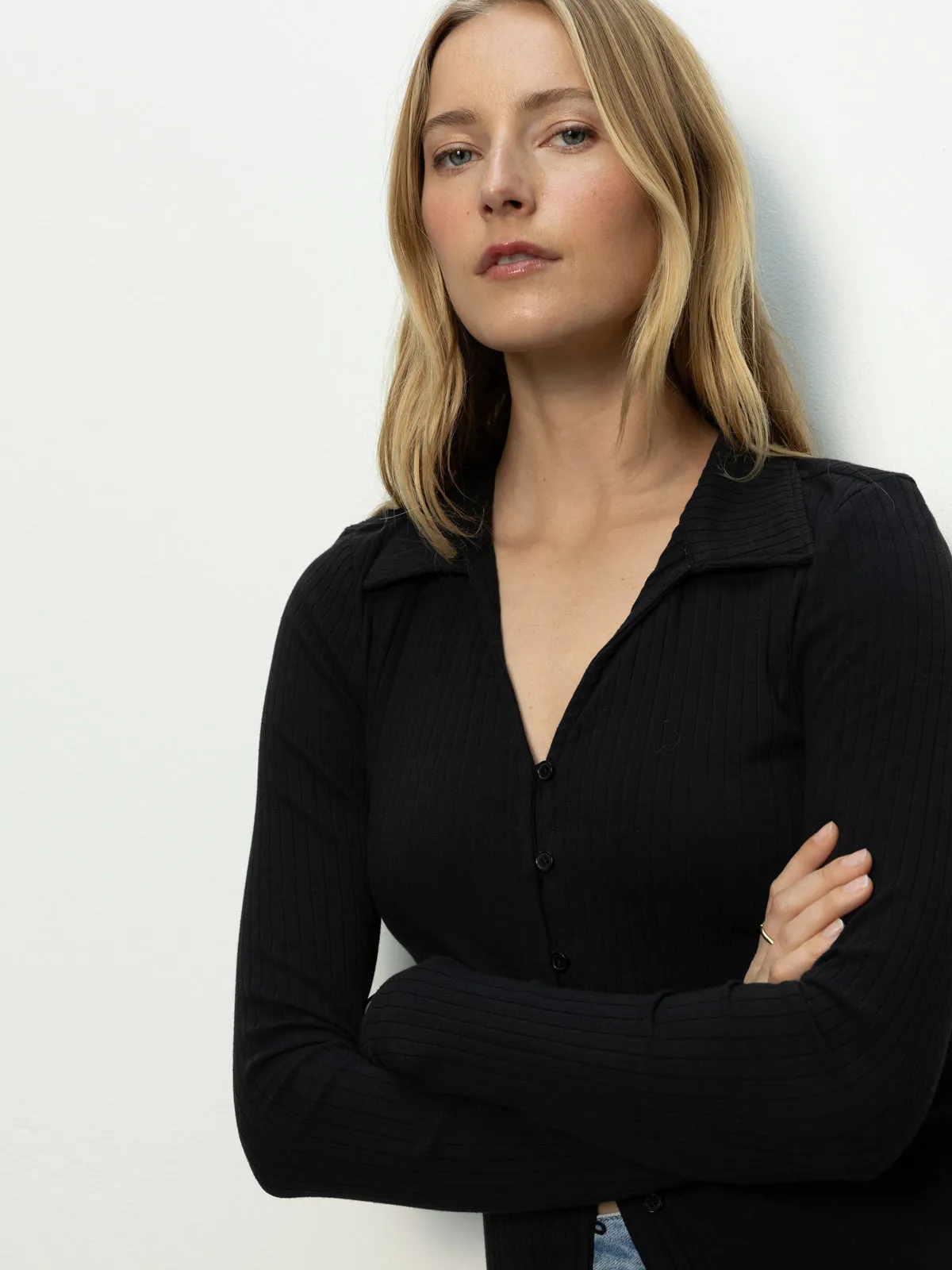 Daydreamer Knit Shirt Black Elegant Look Basic Wardrobe