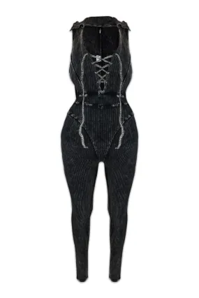 Flexible Knee Panels Gripper Waistband Nikita Mineral Washed Jumpsuit