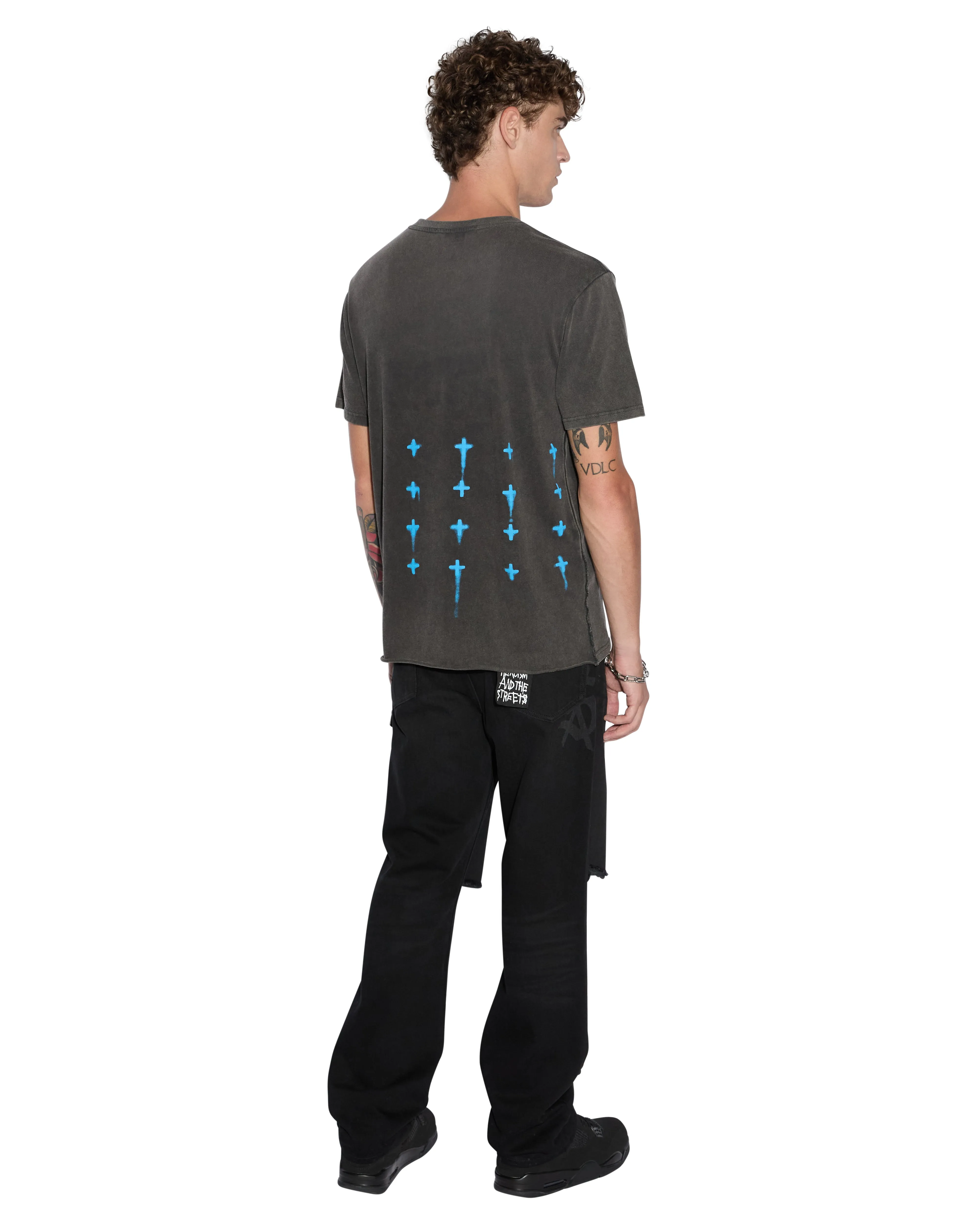 Minimalist Collar Reflective Accent Trim Antibacterial Fiber GRAFF ROSE KASH SS TEE ACID GREY