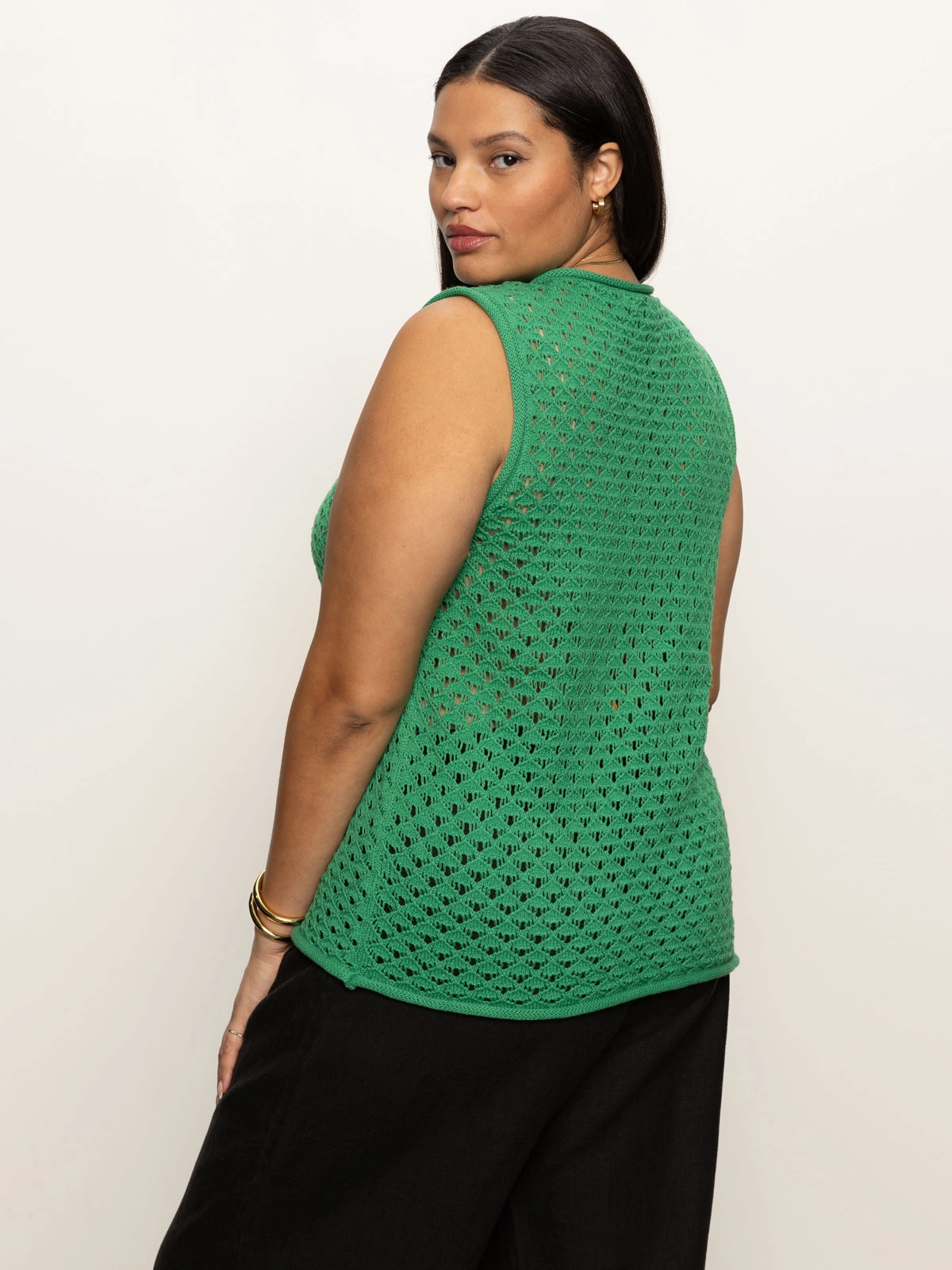 HoodedVersion TaglessDesign Crochet Shell Sweater Palm Extended Sizing