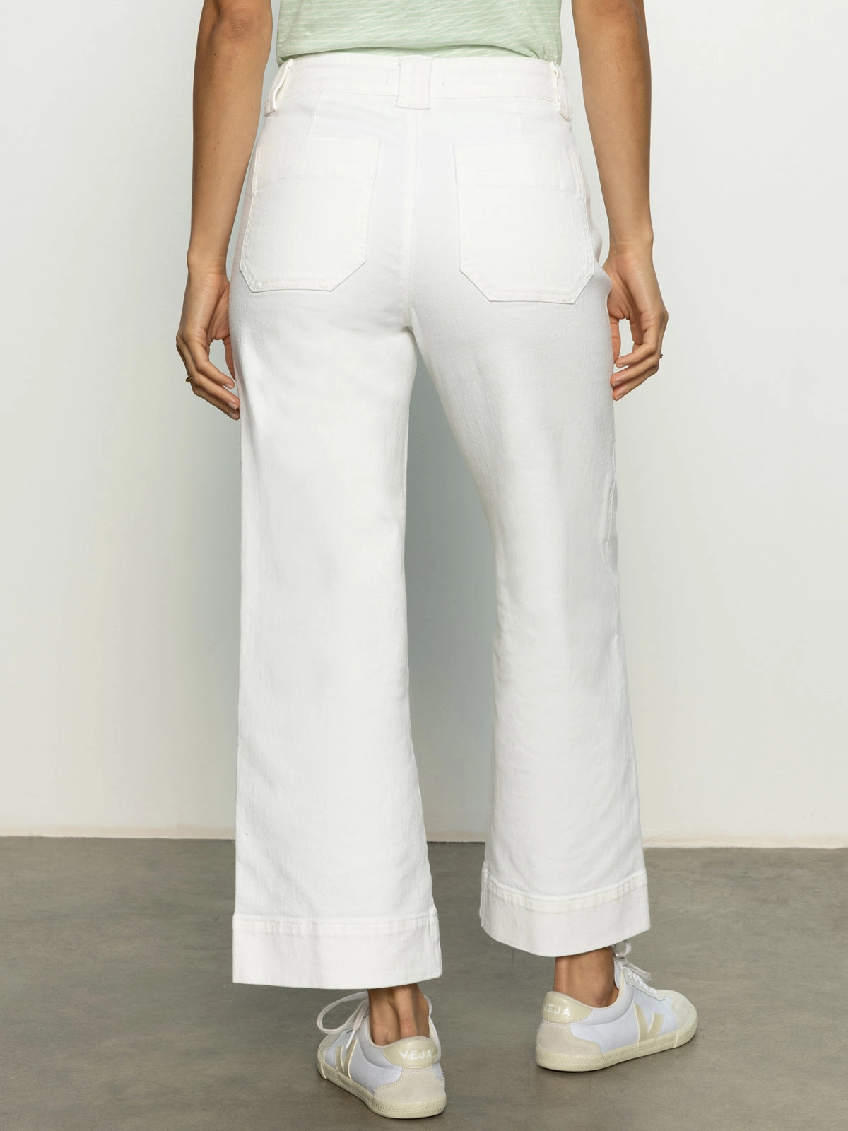 Neutral Tone Palette NonRestrictiveCollar Voyage Standard High Rise Crop Pant Bleached White