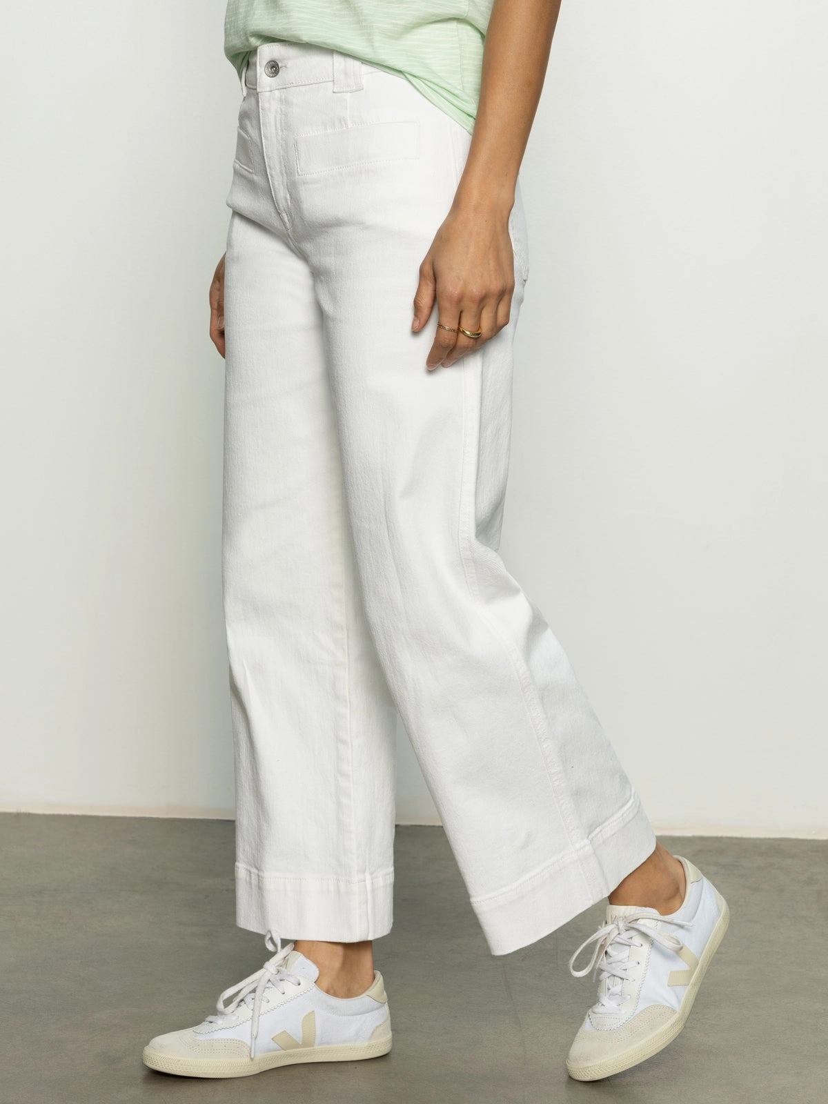 Heat Regulating Fabric Voyage Standard High Rise Crop Pant Bleached White