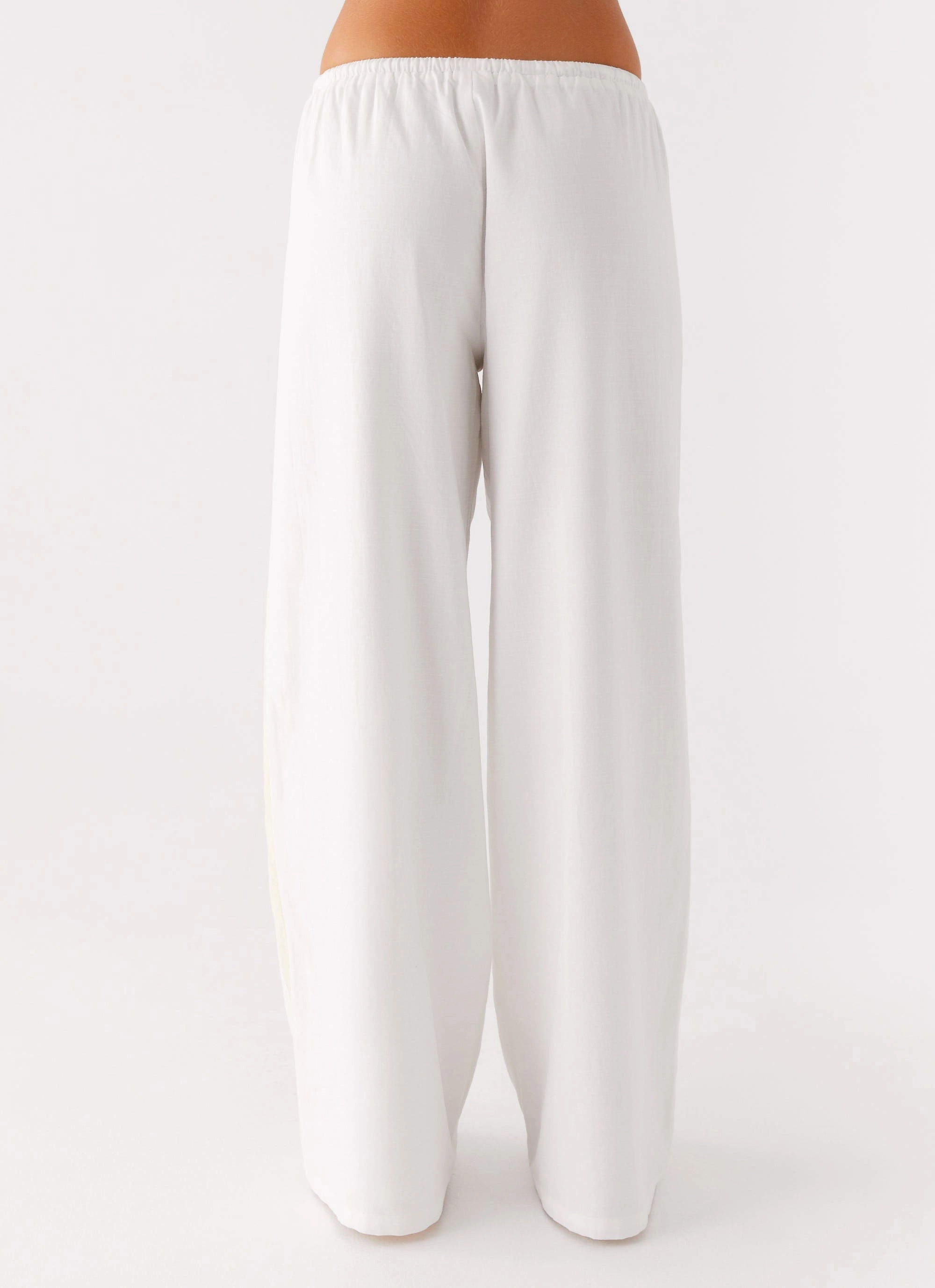 Embroidered Detail Oska Drawstring Pants - White