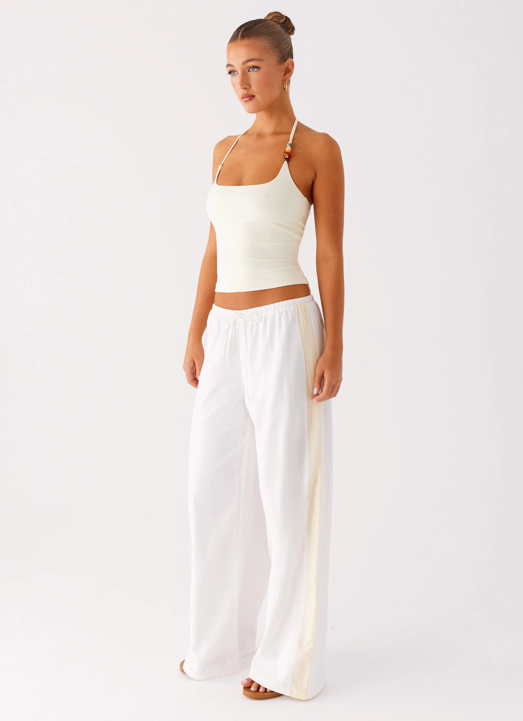 Oska Drawstring Pants - White Office Friendly Everyday Layer
