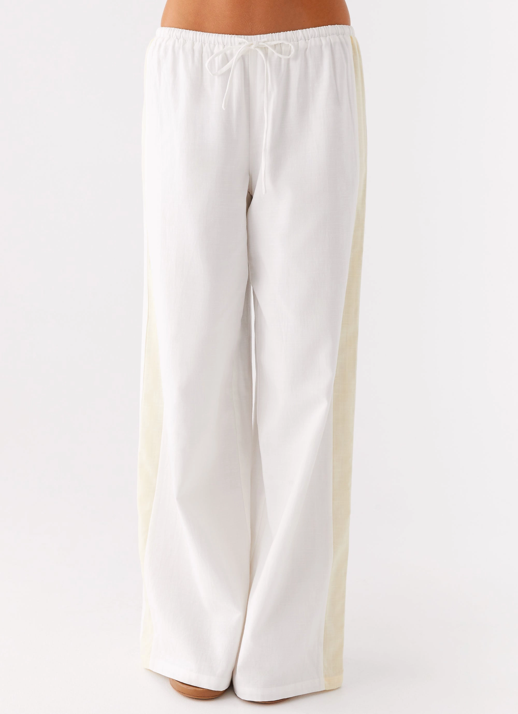 Oska Drawstring Pants - White Comfort Stretch Recycled Polyester Blend