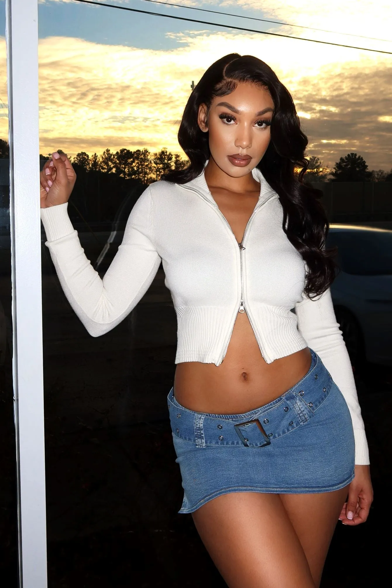 Durable Reinforced Elbows Soft Touch Another Round Two Way Zipper Knit Top