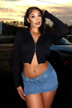 Fashion Blouse Another Round Two Way Zipper Knit Top