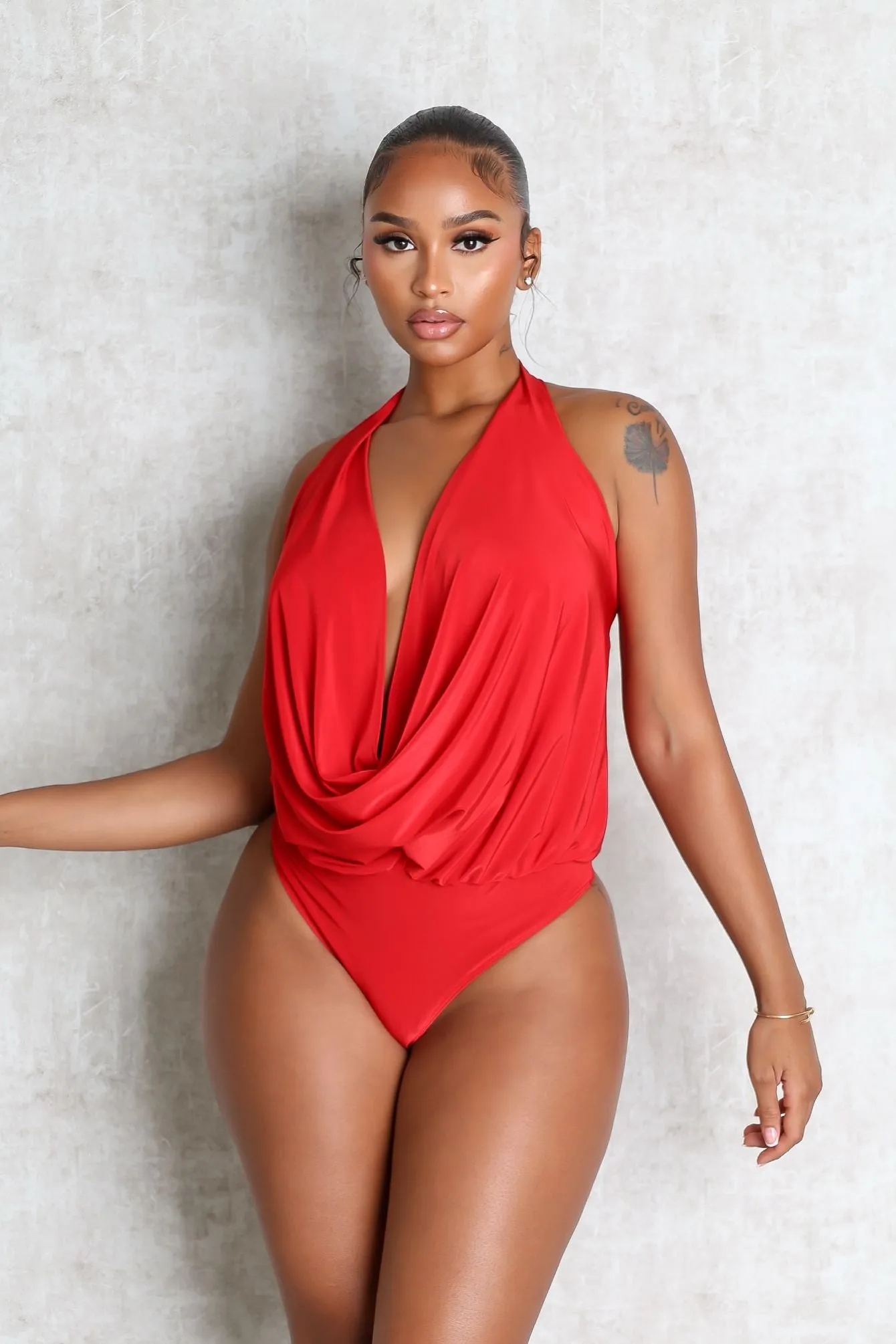 Softly Luxurious Cowl Bodysuit Cool and Breezy UPF Protective Fabric