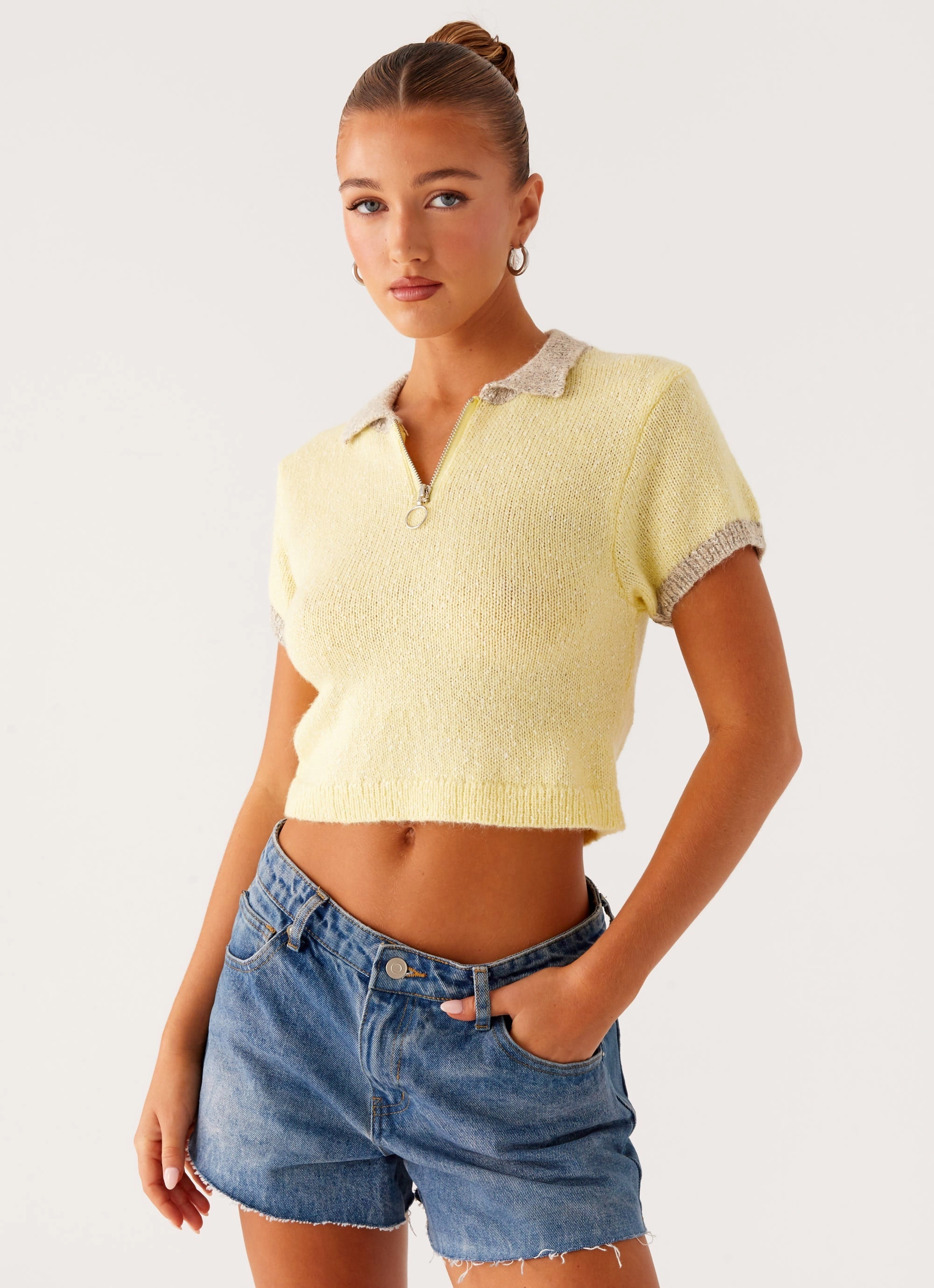 Modular Layering System Walsh Knit Polo Top - Yellow