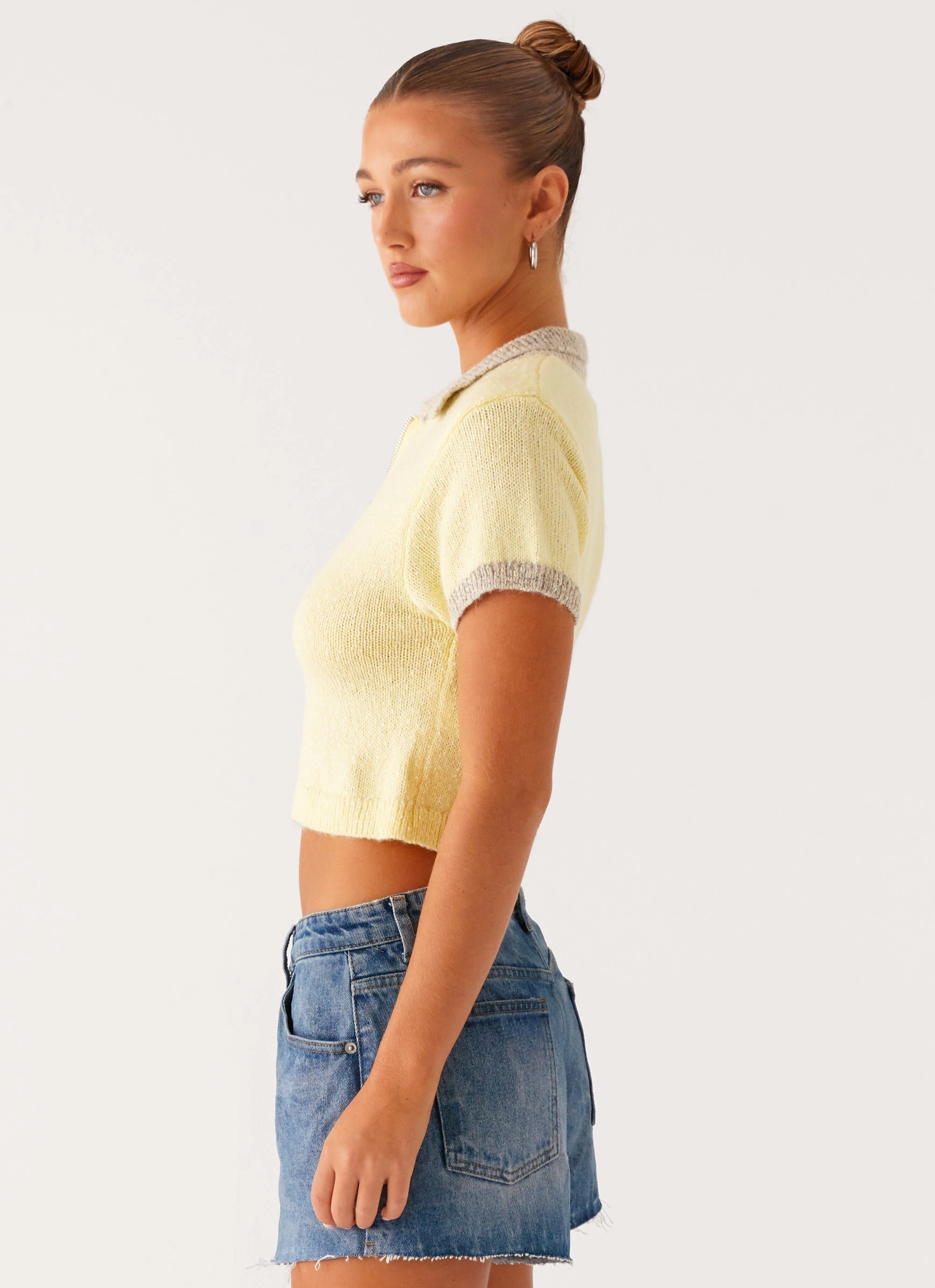 Walsh Knit Polo Top - Yellow TaglessCollar Soft touch finish