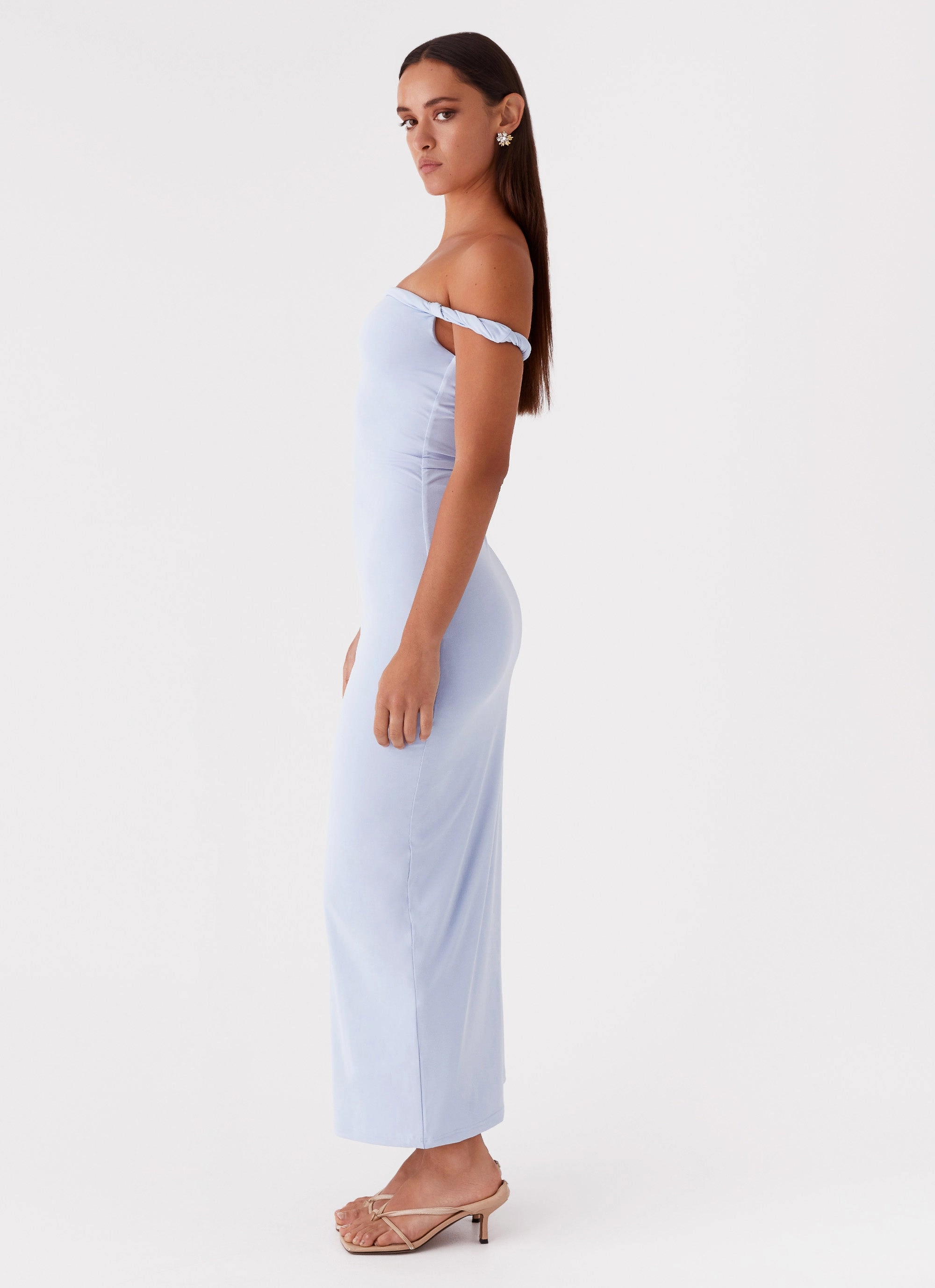 Arabella Twist Shoulder Maxi Dress - Blue Lux Look