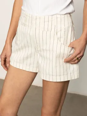 Flexible Layer Arden Denim Short Bleached White Pinstripe Ergonomic Cut