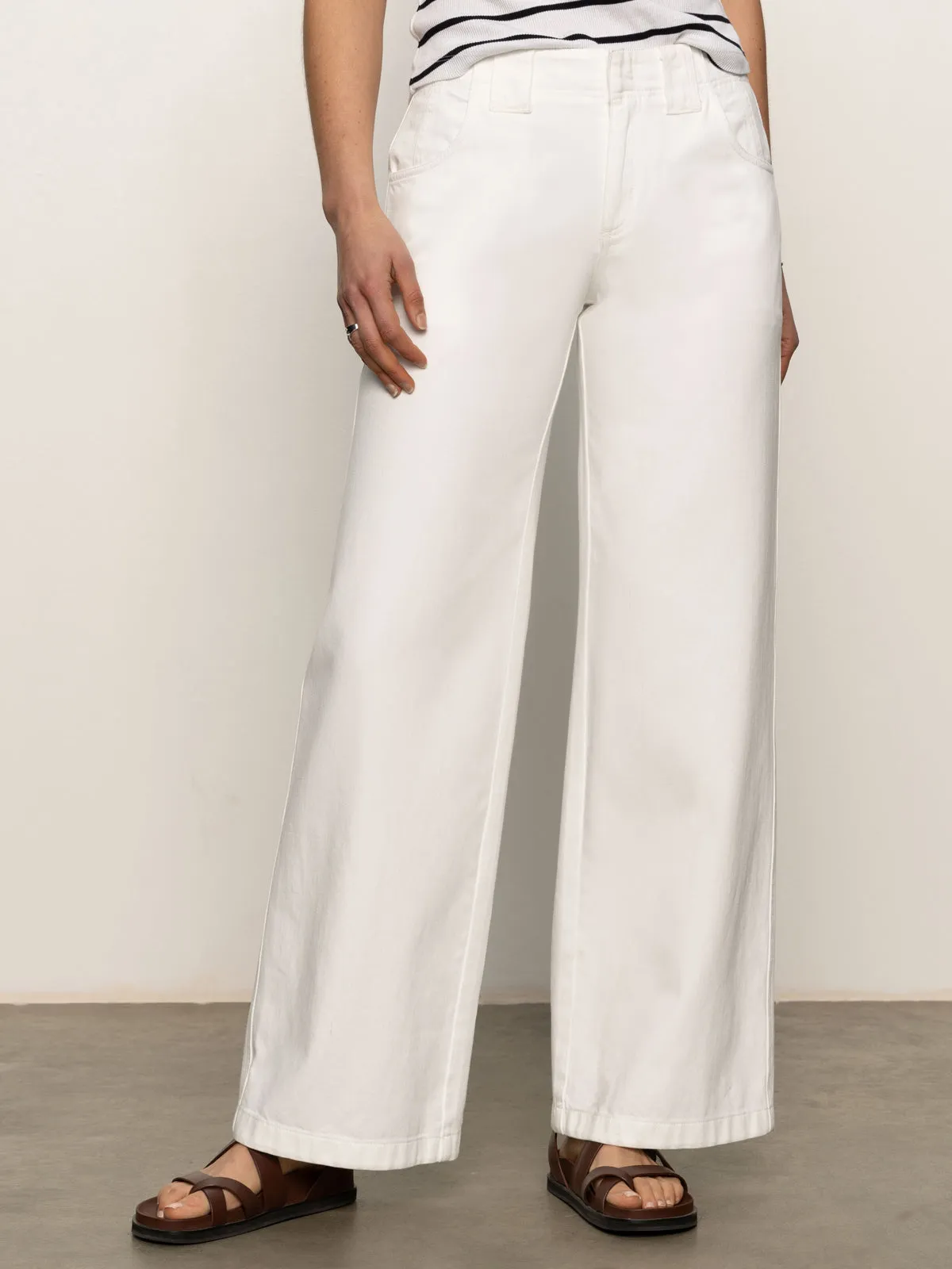 Arden Wide Leg Jeans Brilliant White SmoothZipper WindproofLayer