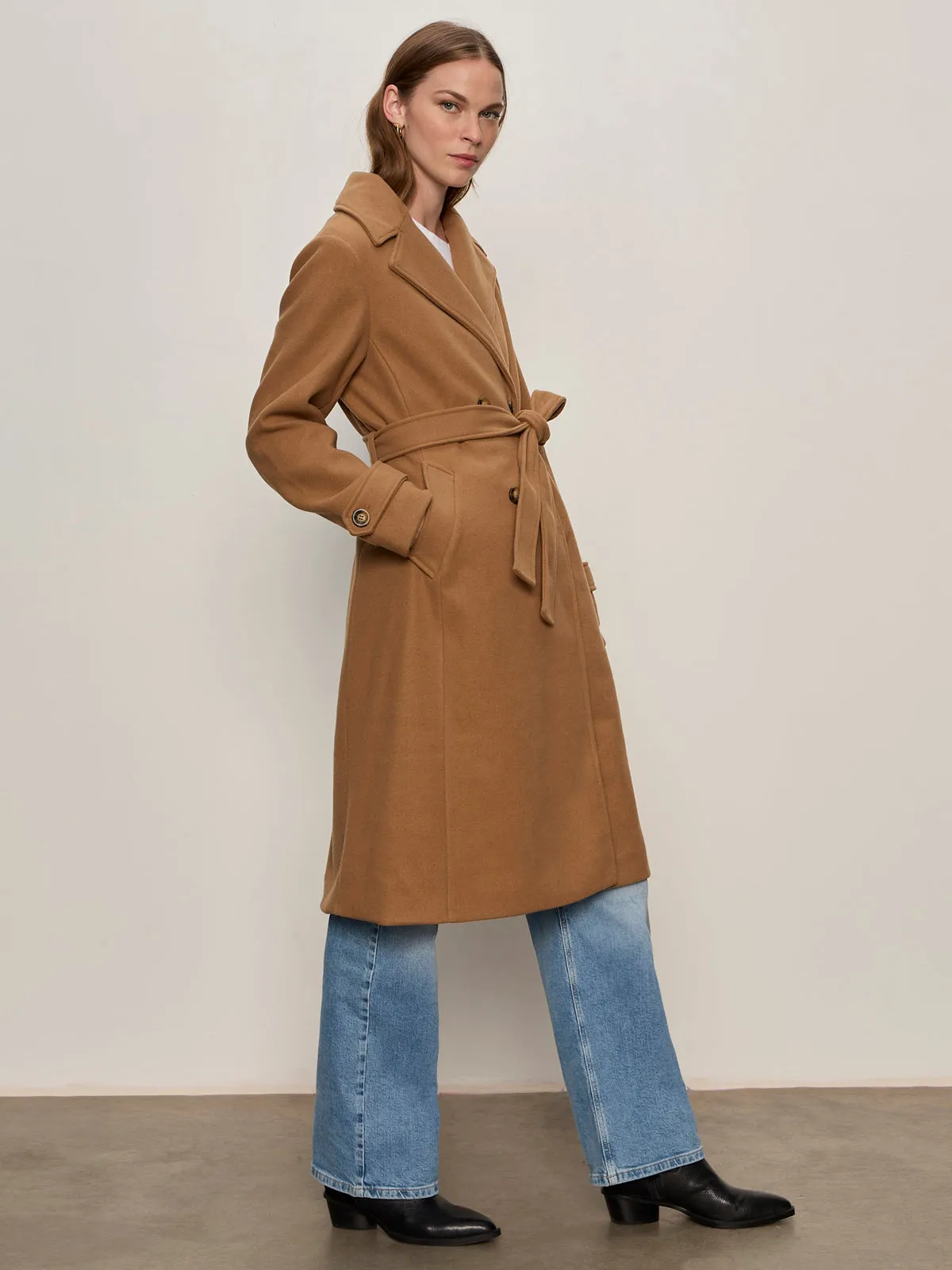 FrenchTerryTexture Aria Wrap Coat Camel