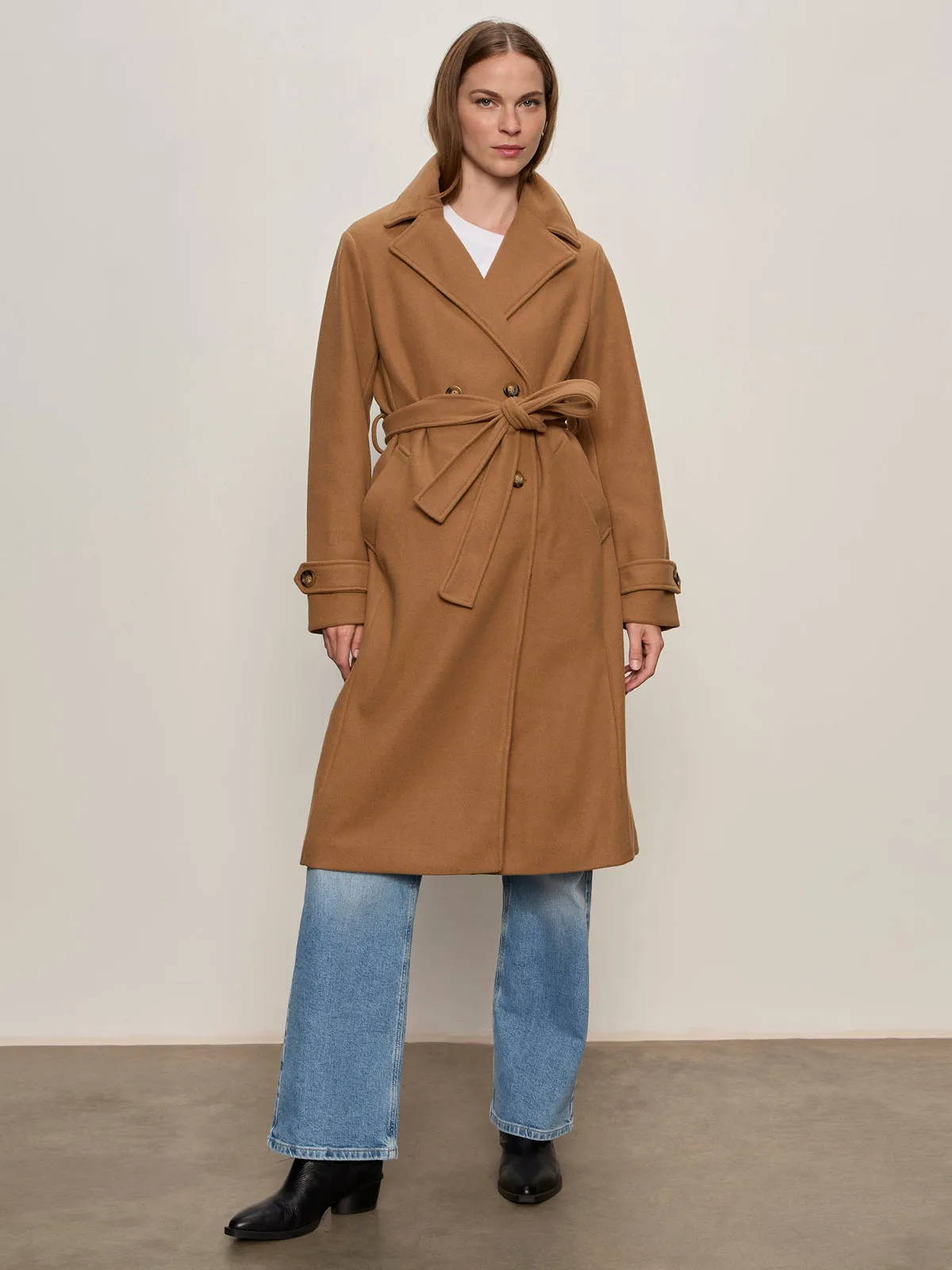 Aria Wrap Coat Camel LightweightTexture