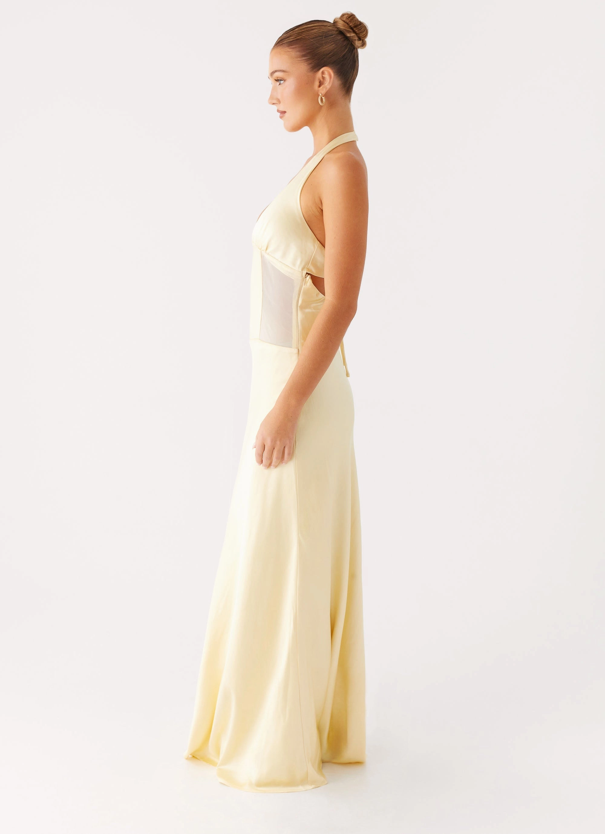 Ambre Mesh Panel Maxi Dress - Yellow Sleek Form