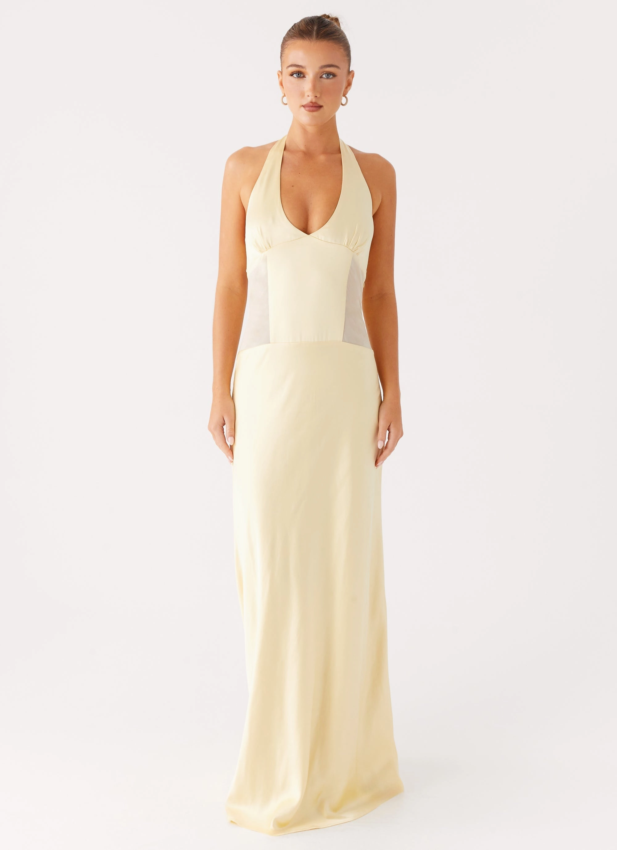 Date Ready Ambre Mesh Panel Maxi Dress - Yellow