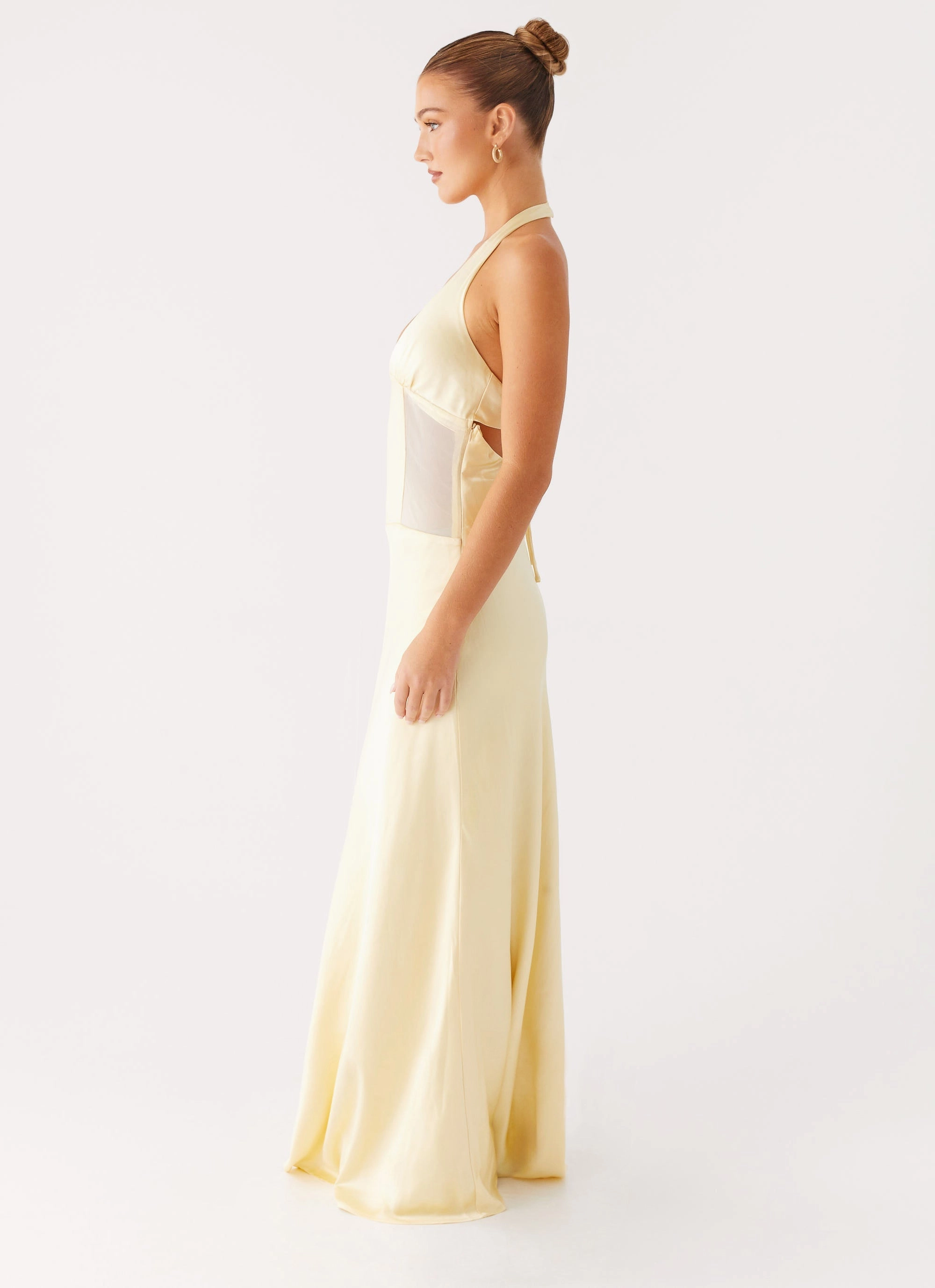 UV-Resistant Ambre Mesh Panel Maxi Dress - Yellow