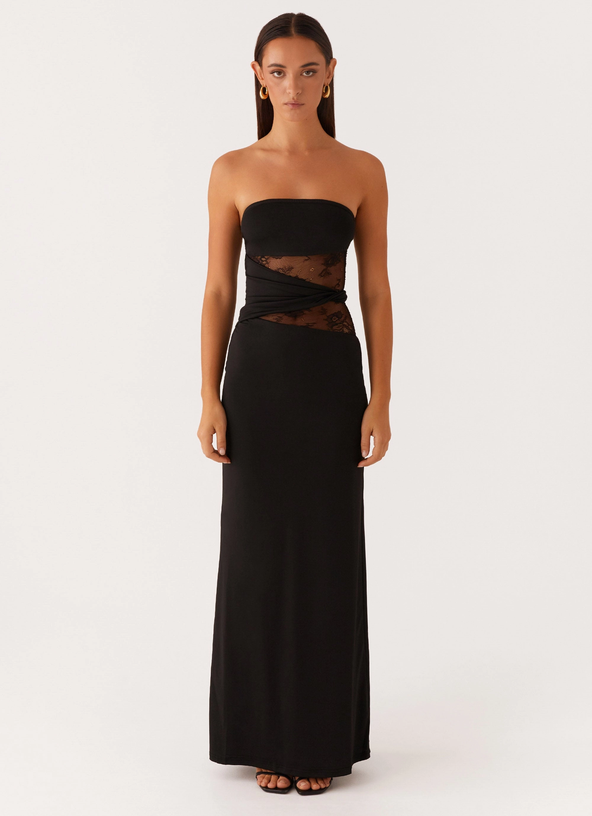 Sophisticated Edge Soft Vibe Karma Strapless Maxi Dress - Black